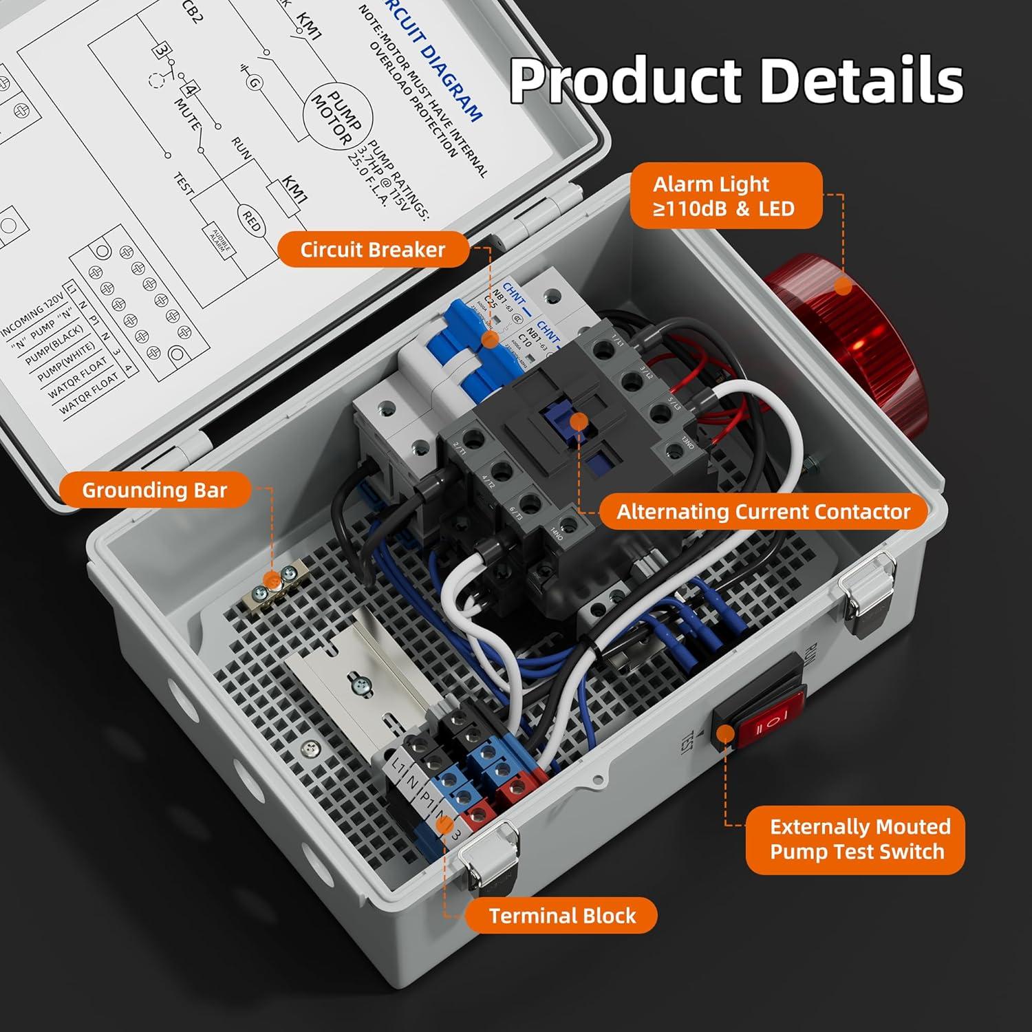 Alarma de Agua Joinfworld para Bomba de Sump 110dB IP68