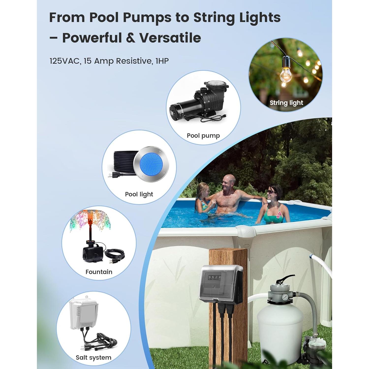 Temporizador WiFi SURAIELEC para Piscinas 15A 125V 1HP