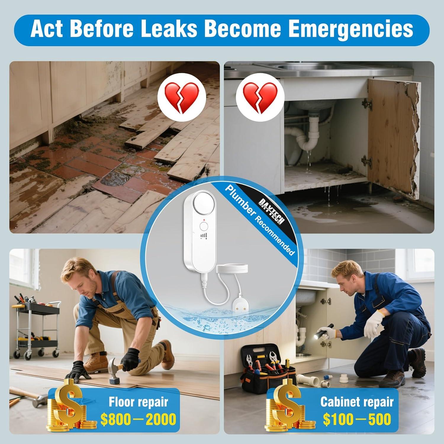 Detector de Fugas de Agua Daytech 2 Paquete 100dB Alarma