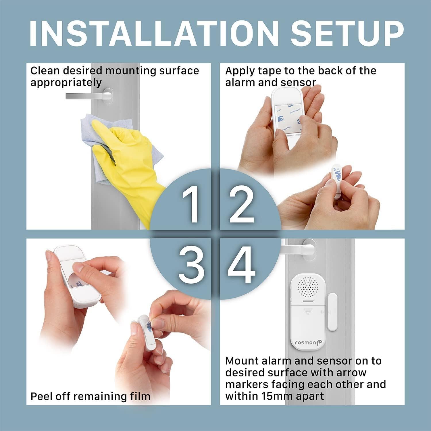 Alarma Inalámbrica Fosmon 130dB para Puertas y Ventanas