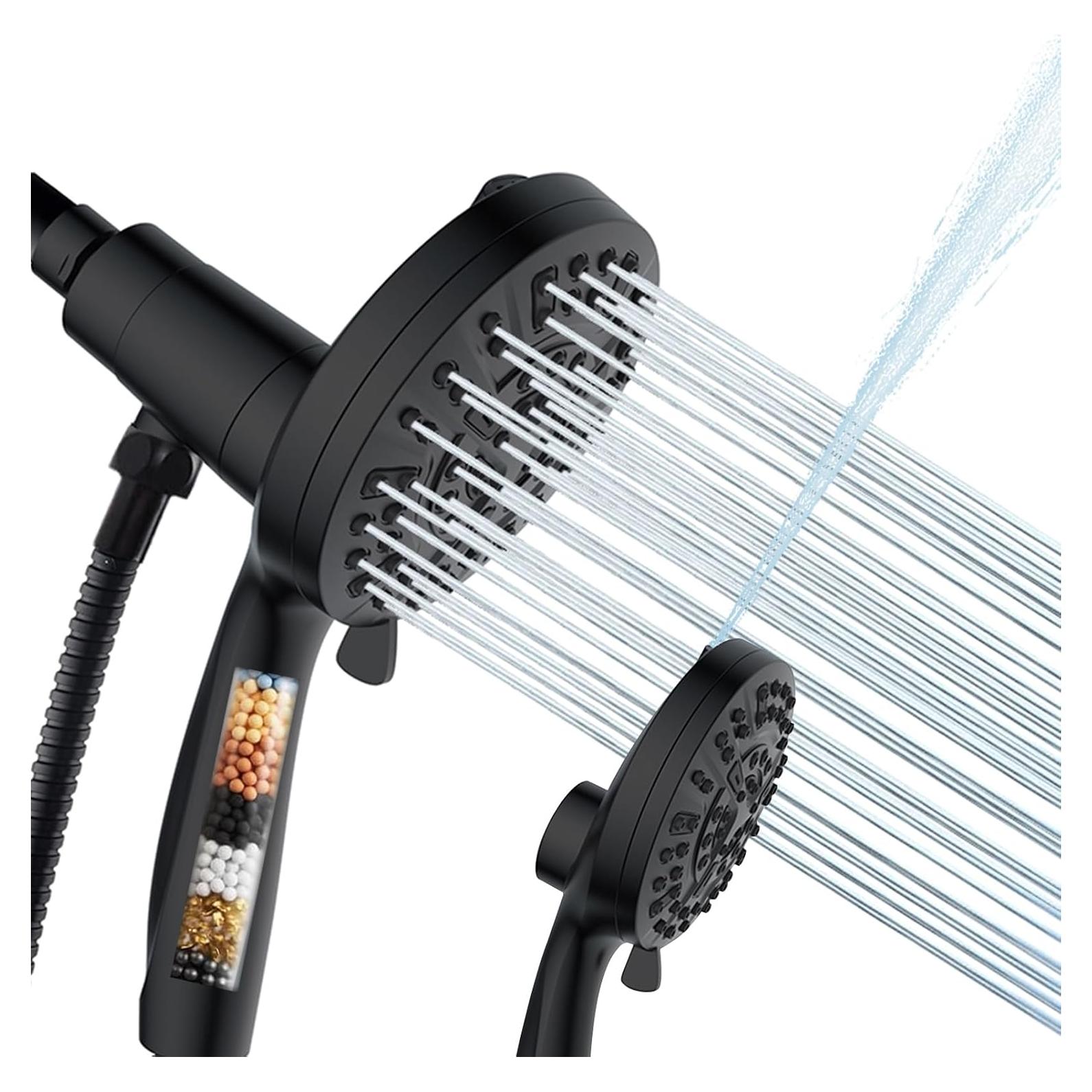 Cabezal de Ducha Filtrado Fyhib - 10 Modos de Rocío, Alta Presión, Negro Mate