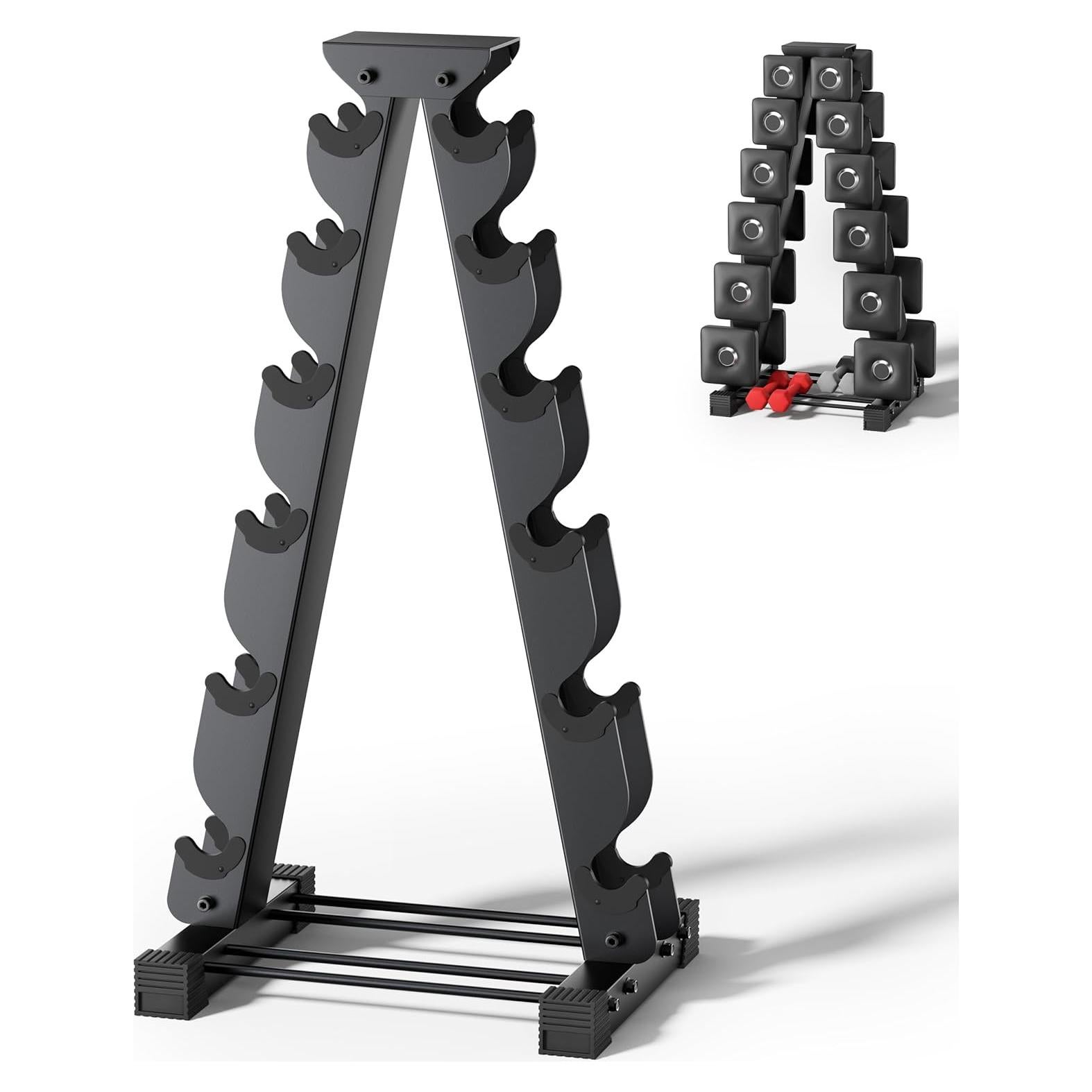 Soporte para Mancuernas Crostice, Ergonómico, 6 Niveles, Negro