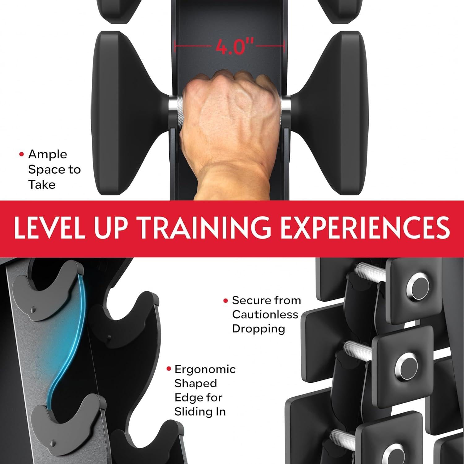 Soporte para Mancuernas Crostice, Ergonómico, 6 Niveles, Negro