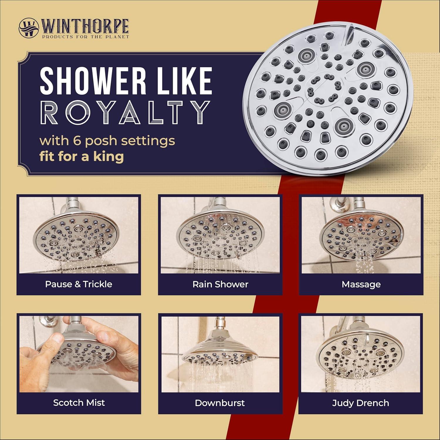 Cabezal de Ducha de Cromo Winthorpe 6 Configuraciones 6.81 LPM