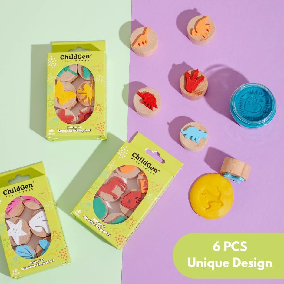 Juego de Sellos de Madera ChildGen Dinosaurios - 6 Piezas