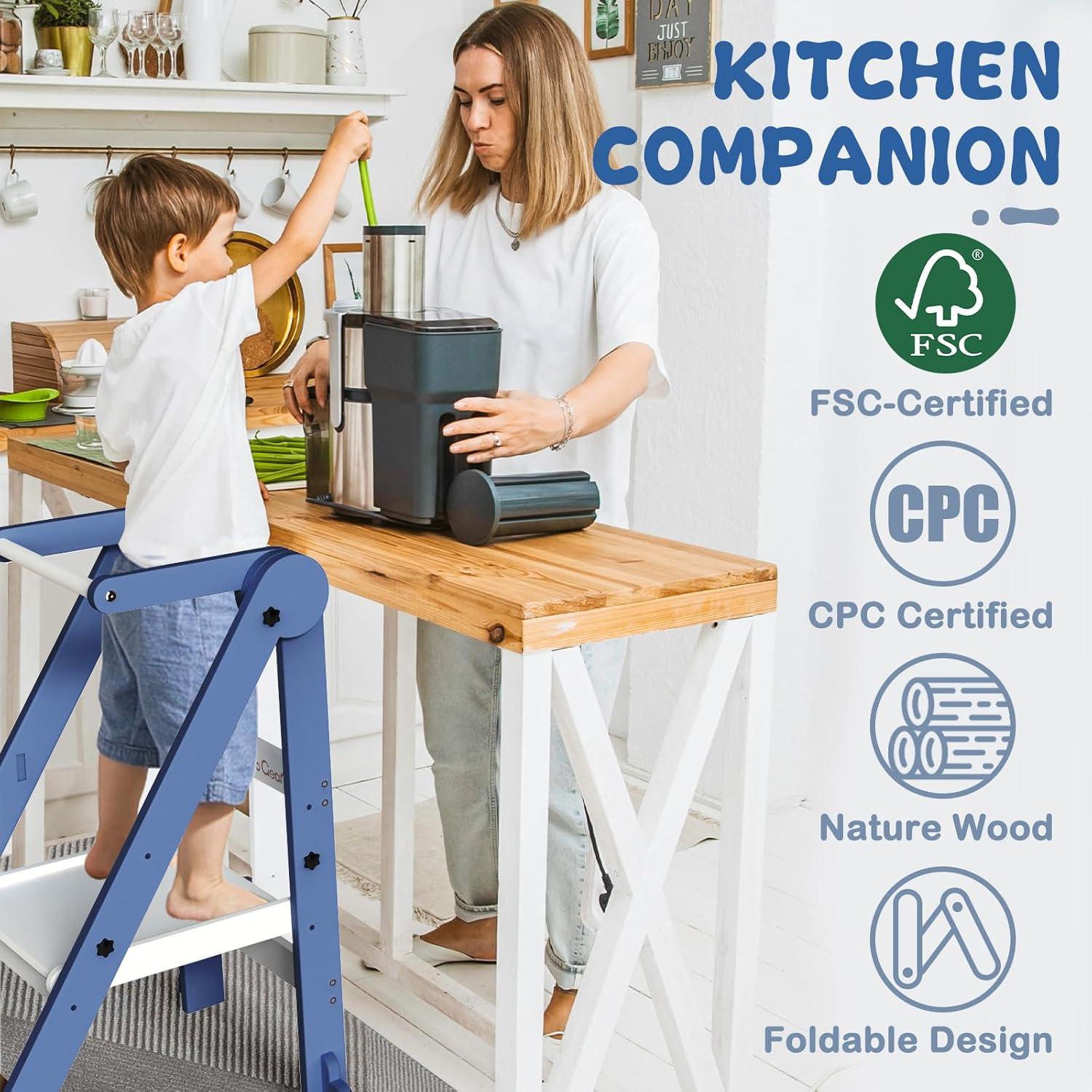 Taburete Plegable para Niños Doerpuz - Torre de Aprendizaje Ajustable