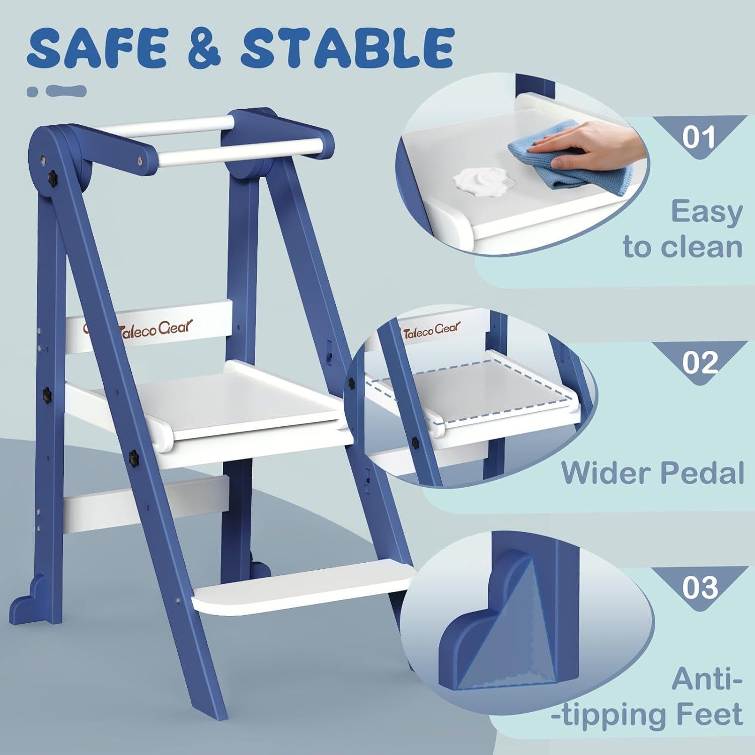 Taburete Plegable para Niños Doerpuz - Torre de Aprendizaje Ajustable