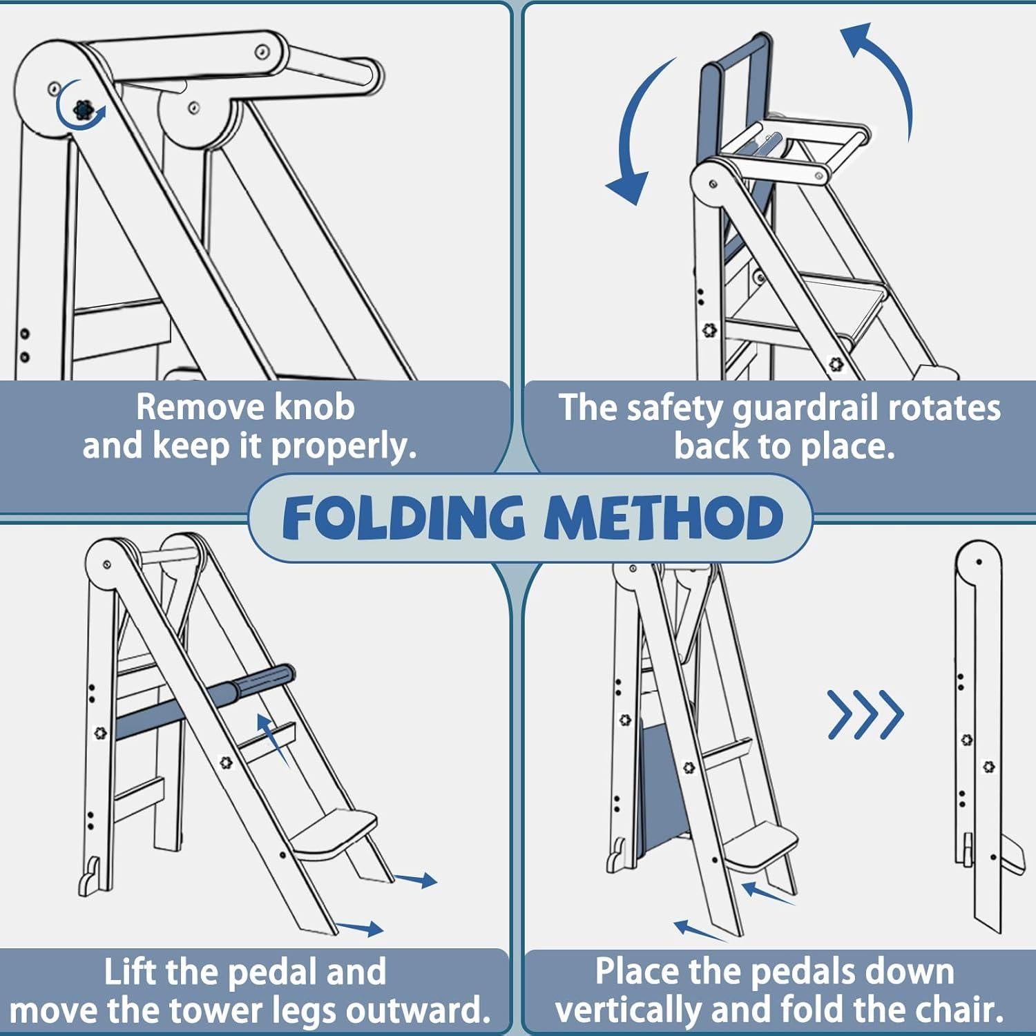 Taburete Plegable para Niños Doerpuz - Torre de Aprendizaje Ajustable