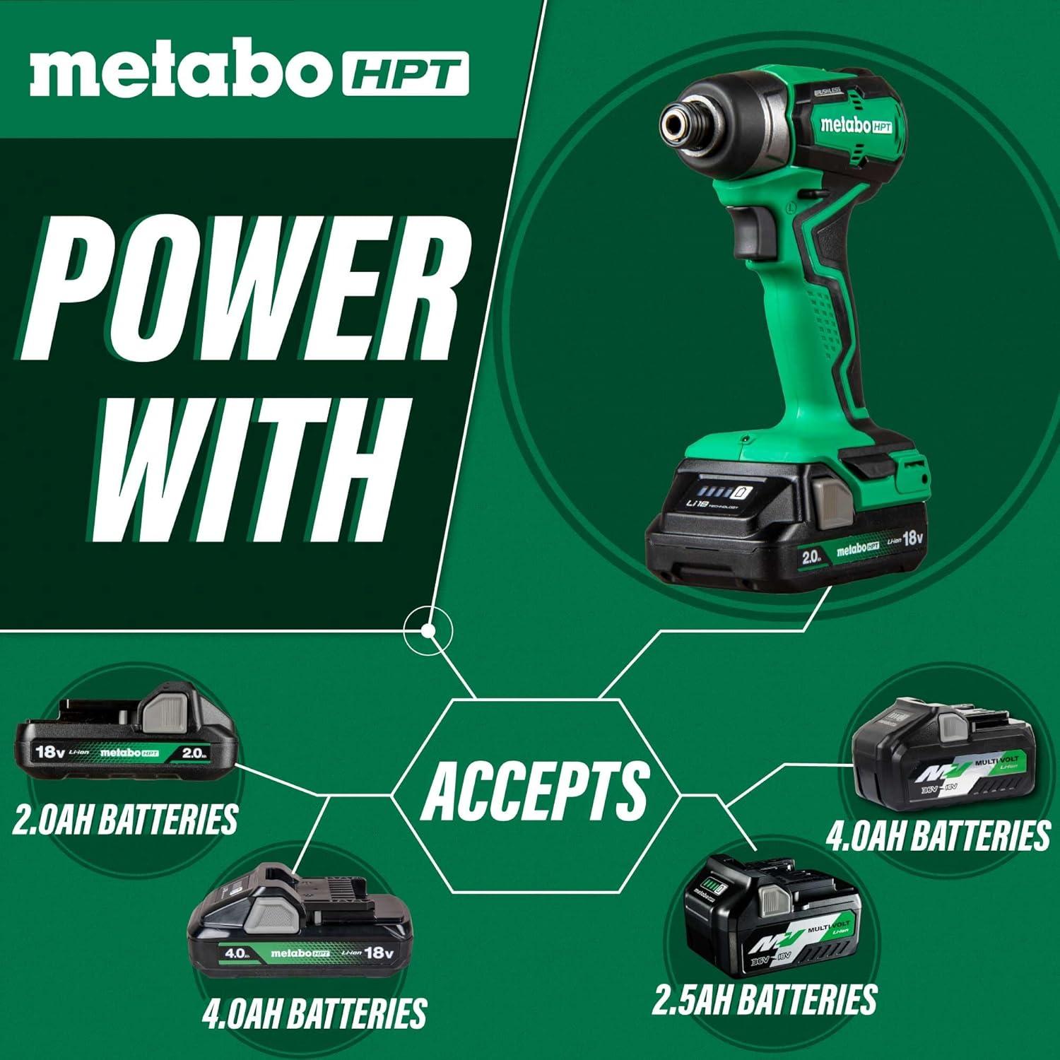 Destornillador de Impacto Metabo HPT 18V WH18DDXS 1240 in-lbs