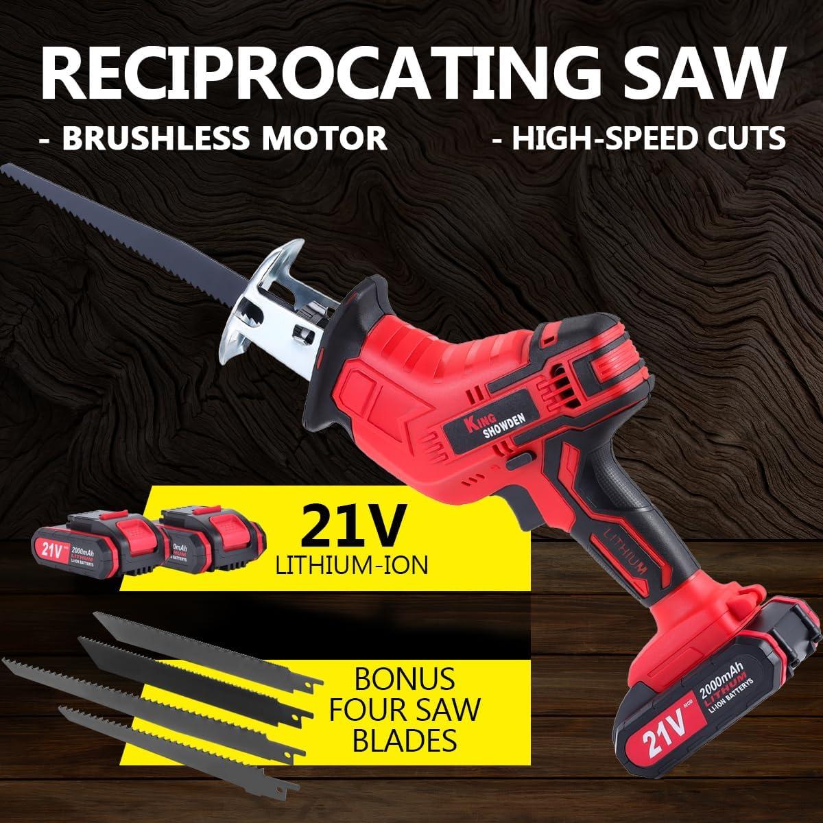 Sierra Recíproca Inalámbrica Drytuns 21V 3000RPM 4 Cuchillas