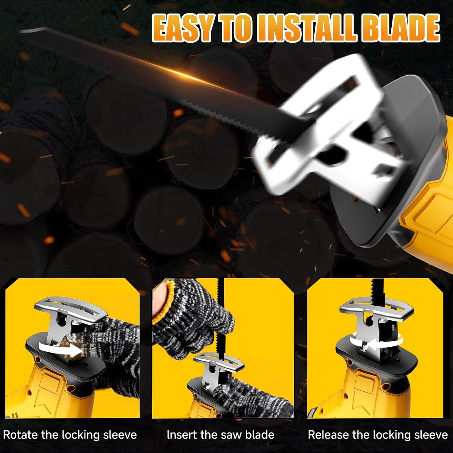 Sierra Recíproca Inalámbrica Wellanpower 20V 3500 SPM con 4 Cuchillas