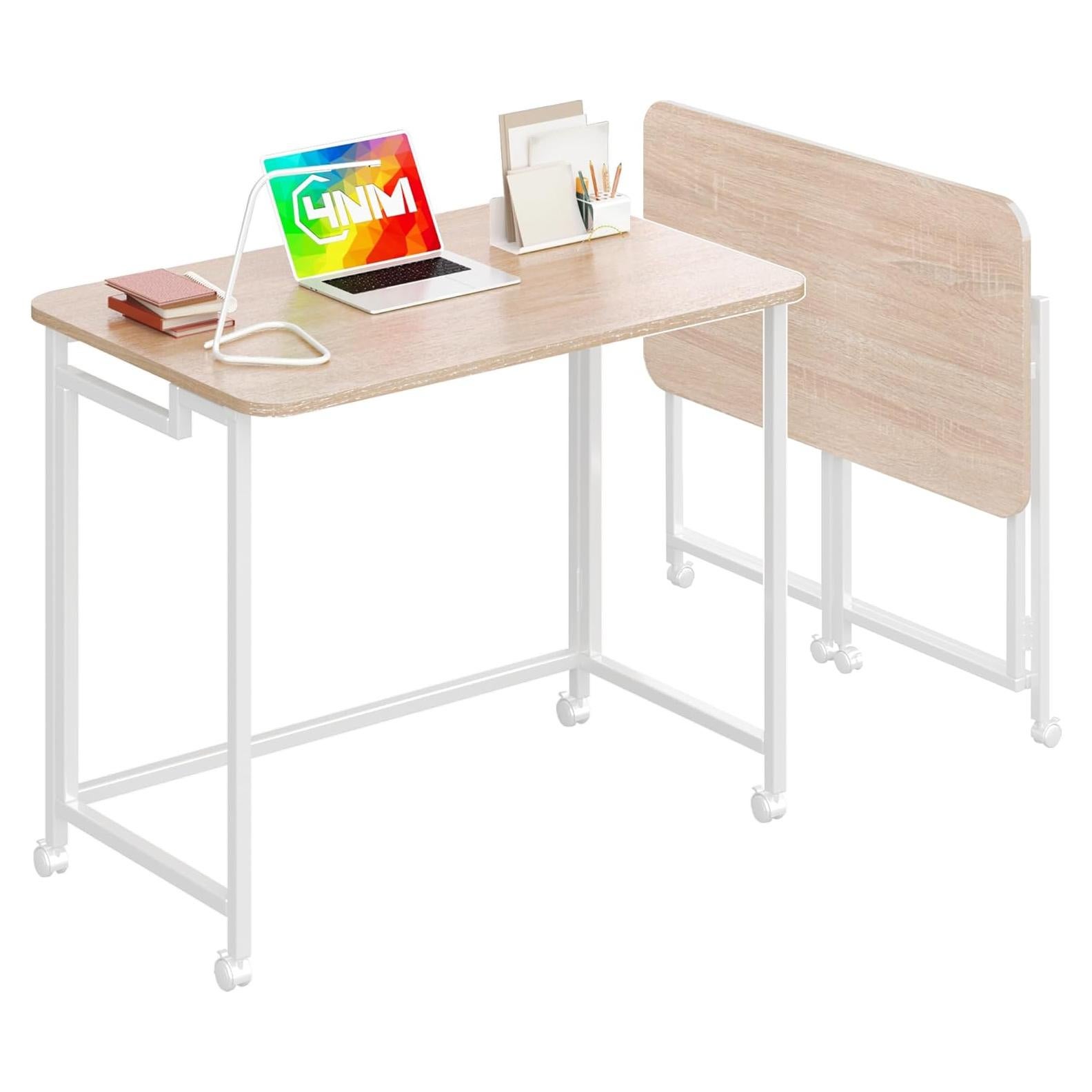 Escritorio Plegable 4NM DD002-4LXZ Natural y Blanco 80 cm