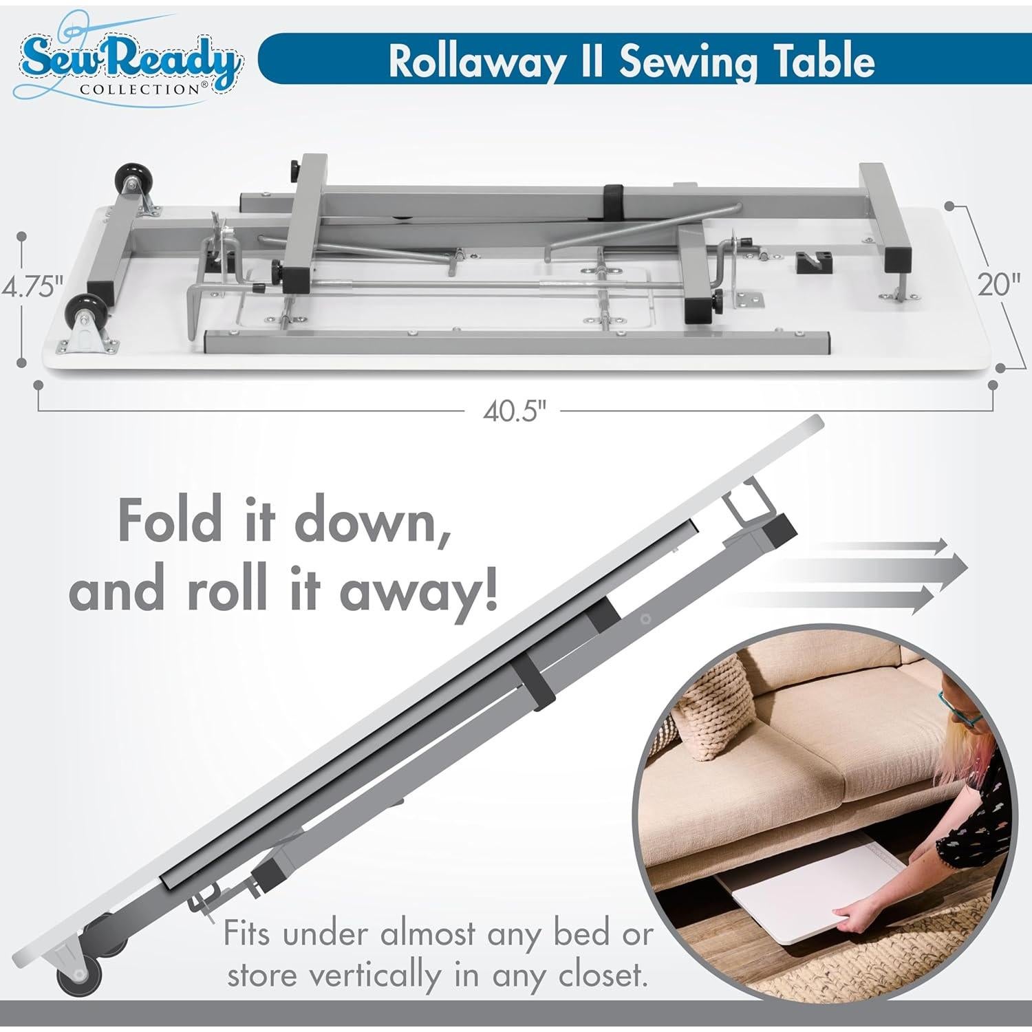 Mesa de Costura Plegable Sew Ready Rollaway II, 102.87x50.8cm