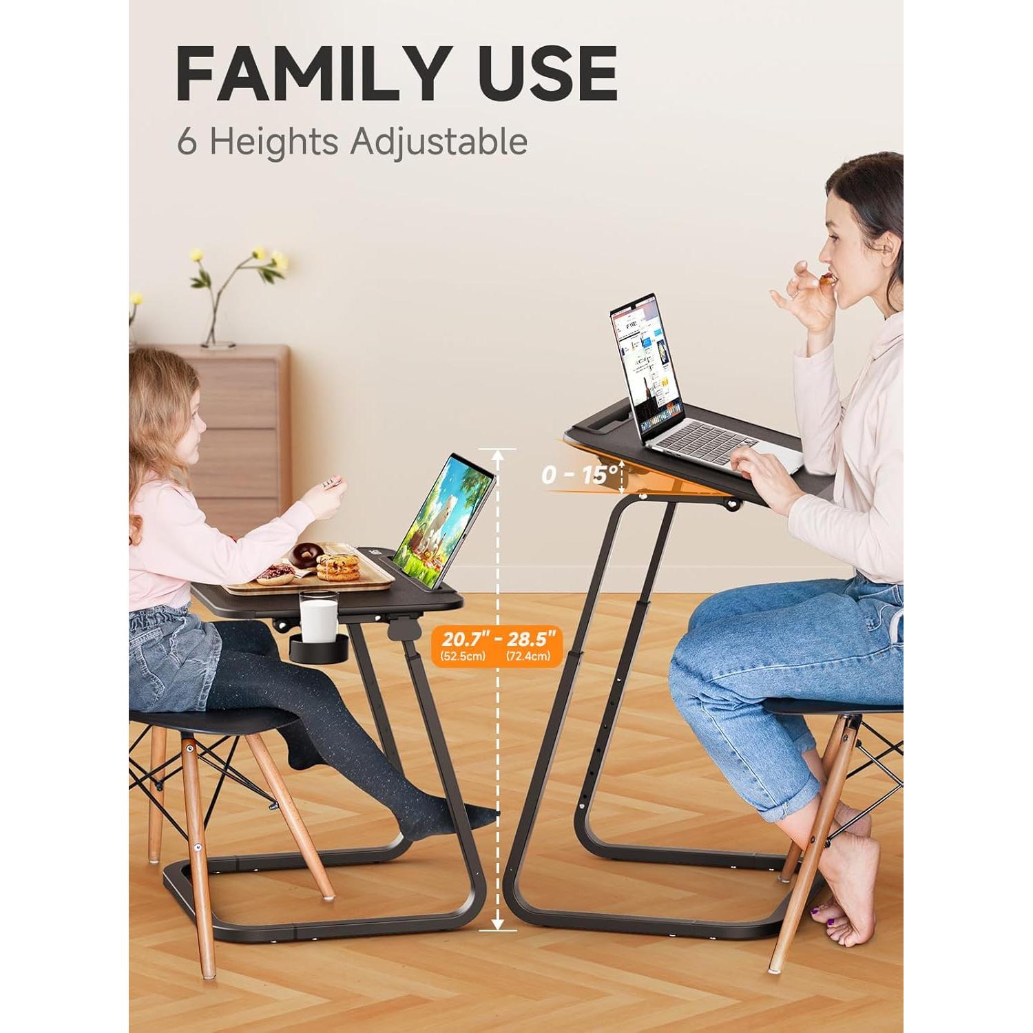 Mesa de bandeja para TV SAIJI F2-B - Ajustable 6 alturas, 54.43 kg