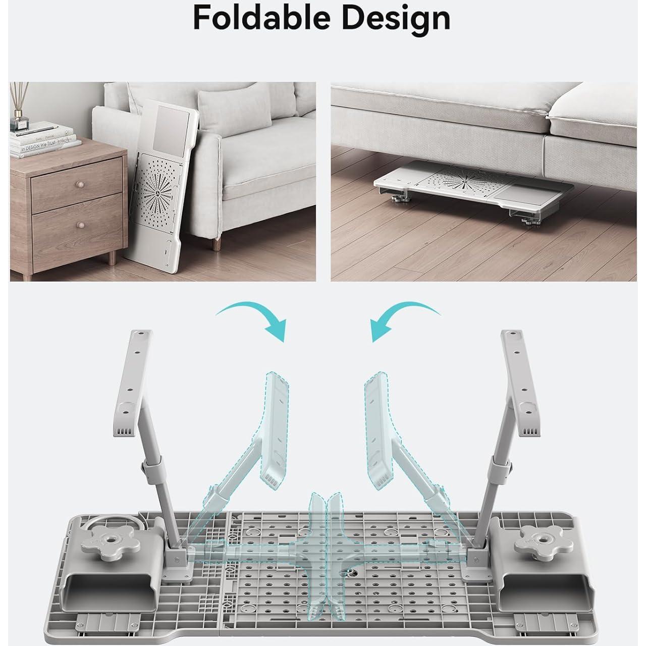 Mesa de cama para laptop Newtral, ajustable y plegable, gris