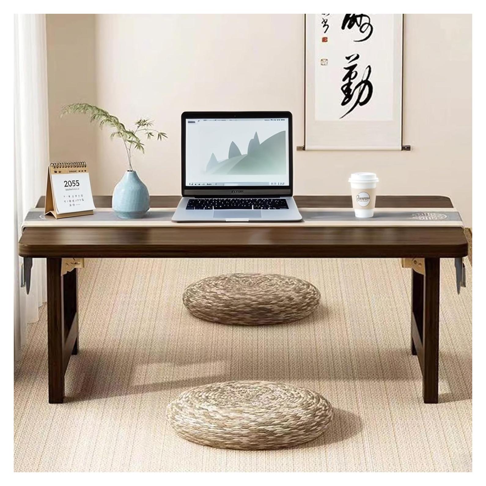 Mesa de Piso Plegable Japonesa YHGSYXL de Bambú 100x50x35cm