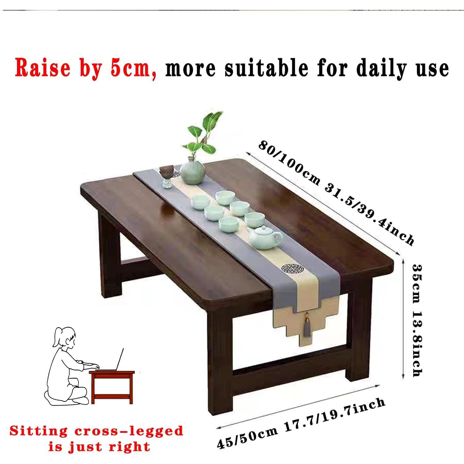 Mesa de Piso Plegable Japonesa YHGSYXL de Bambú 100x50x35cm