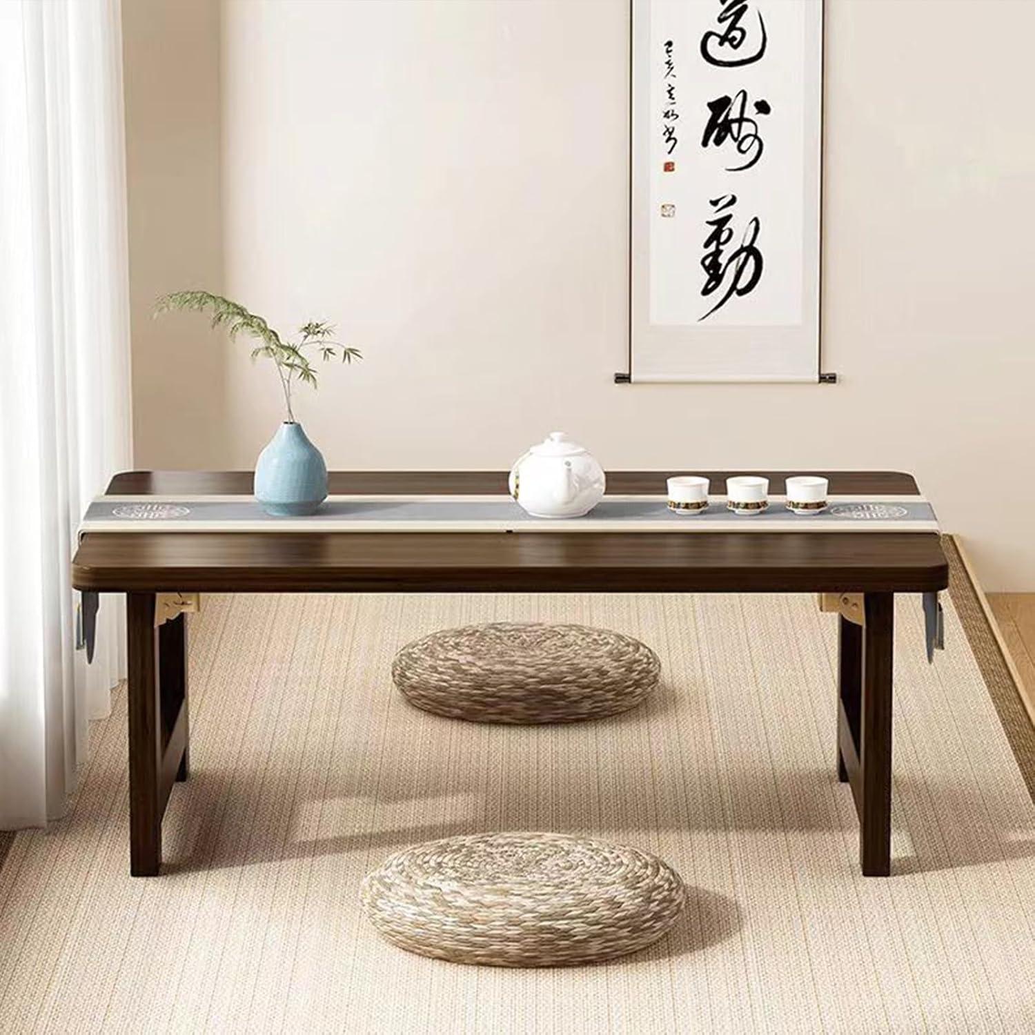 Mesa de Piso Plegable Japonesa YHGSYXL de Bambú 100x50x35cm