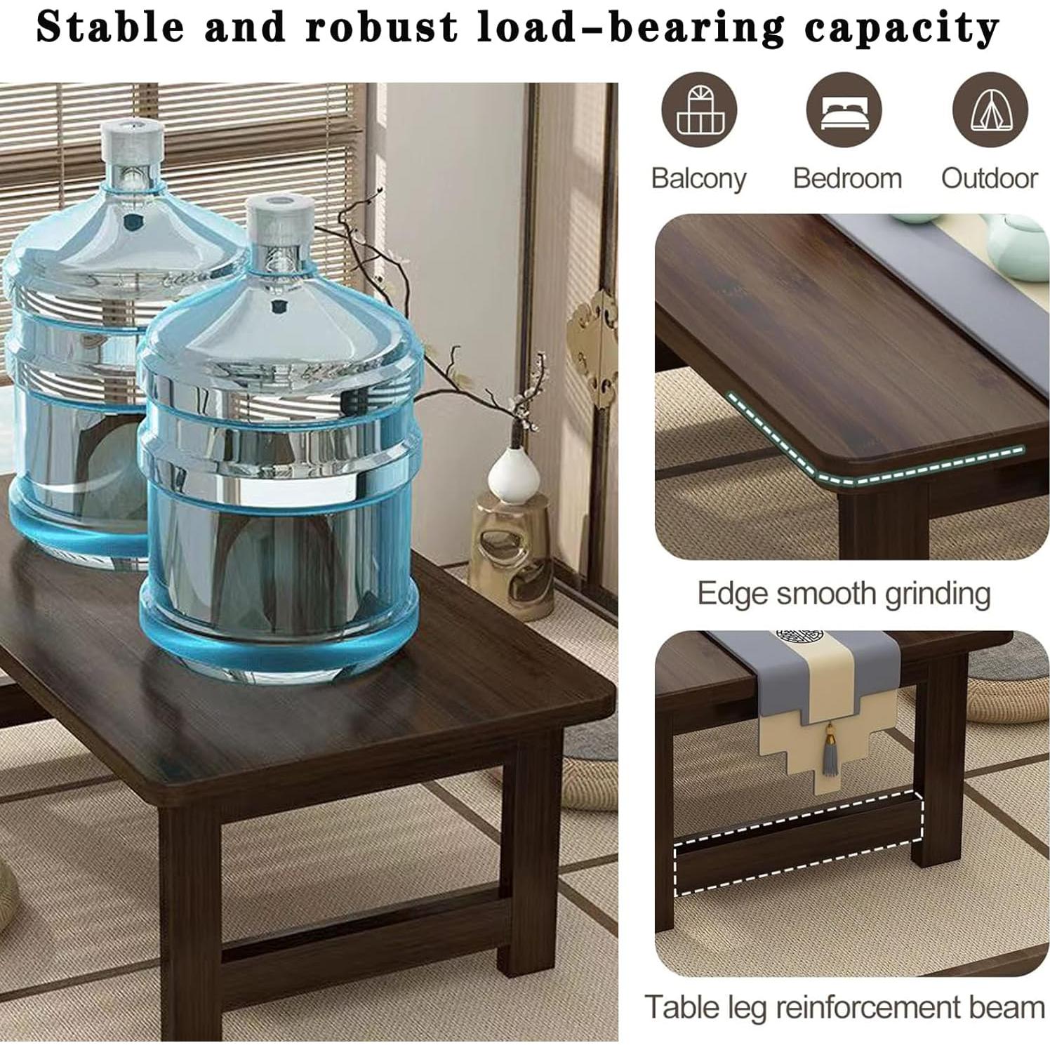 Mesa de Piso Plegable Japonesa YHGSYXL de Bambú 100x50x35cm