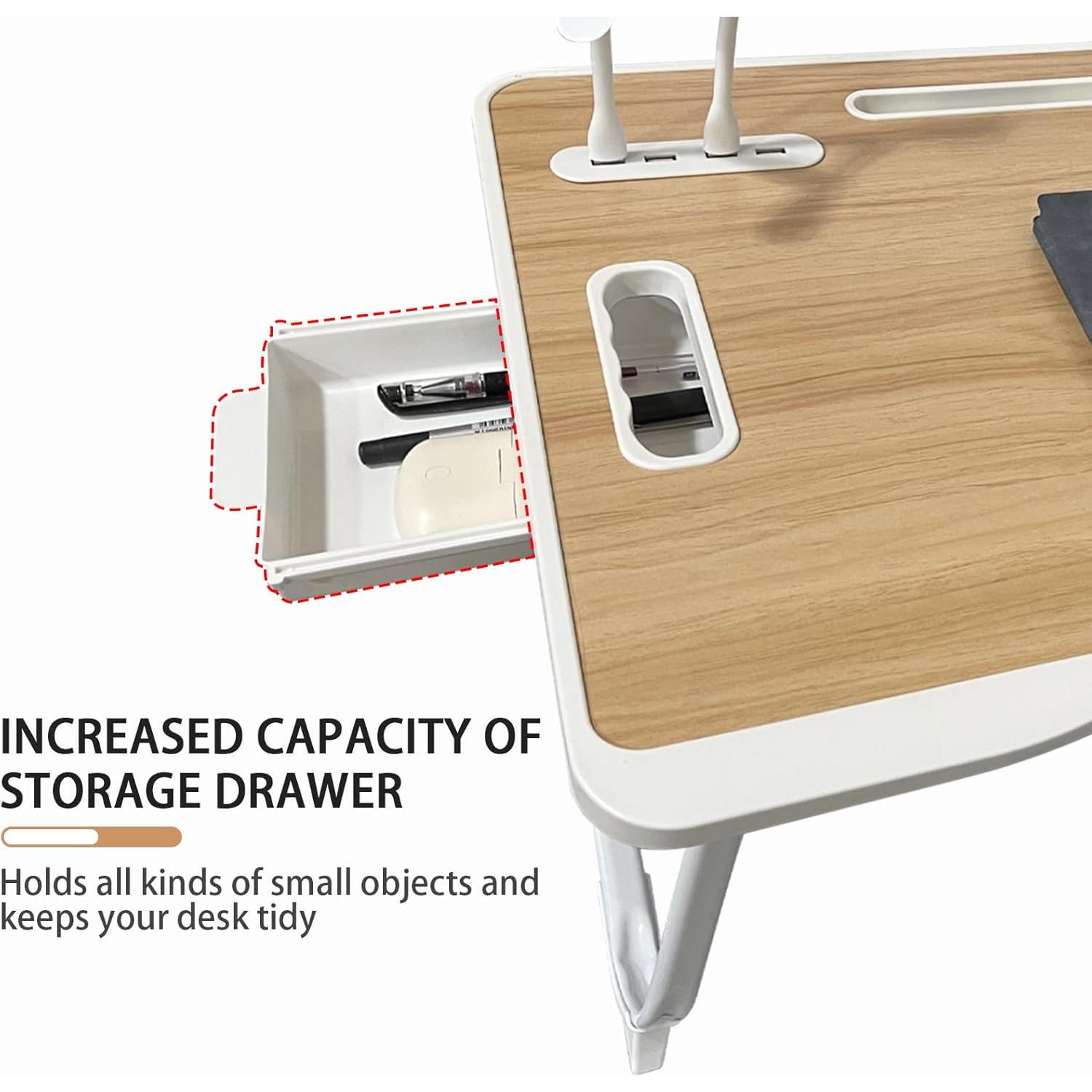 Mesa Plegable para Laptop SIDIANBAN Amarilla con USB 60x40cm