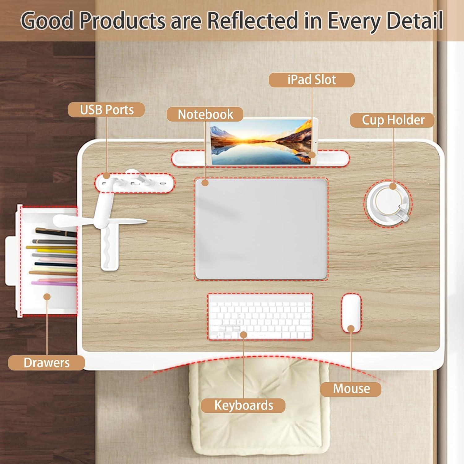 Mesa Plegable para Laptop SIDIANBAN Amarilla con USB 60x40cm
