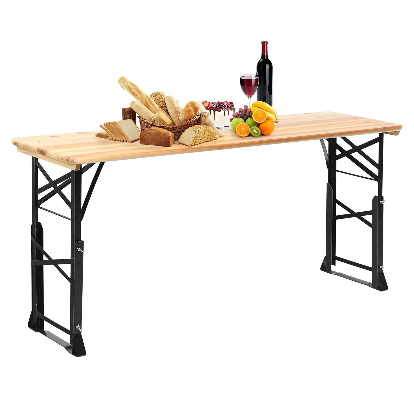 Mesa de Picnic Plegable Goplus 168.91x50.8 cm con Orificio para Paraguas