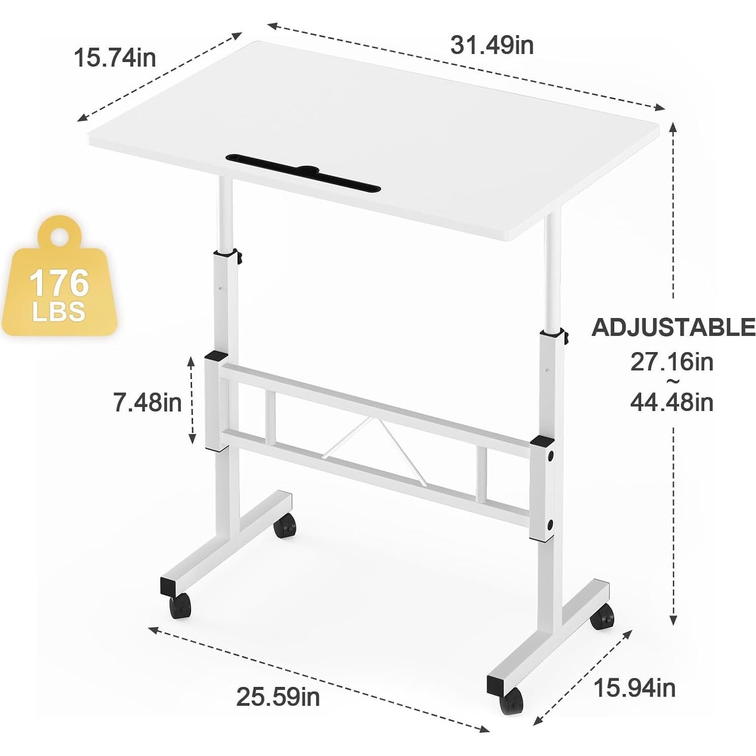 Escritorio de Pie Ajustable Autex AT-SD-Blanco 80x40 cm