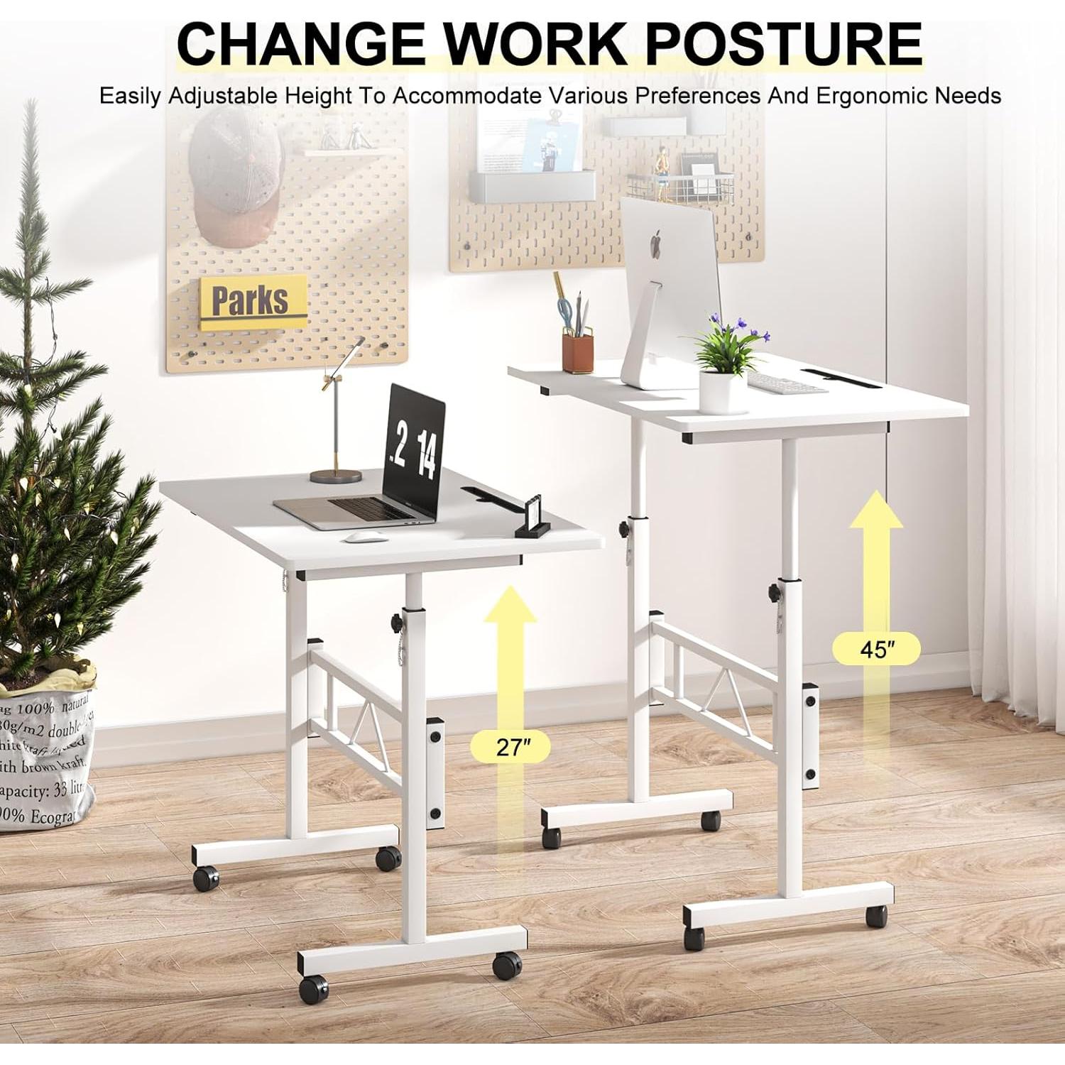 Escritorio de Pie Ajustable Autex AT-SD-Blanco 80x40 cm