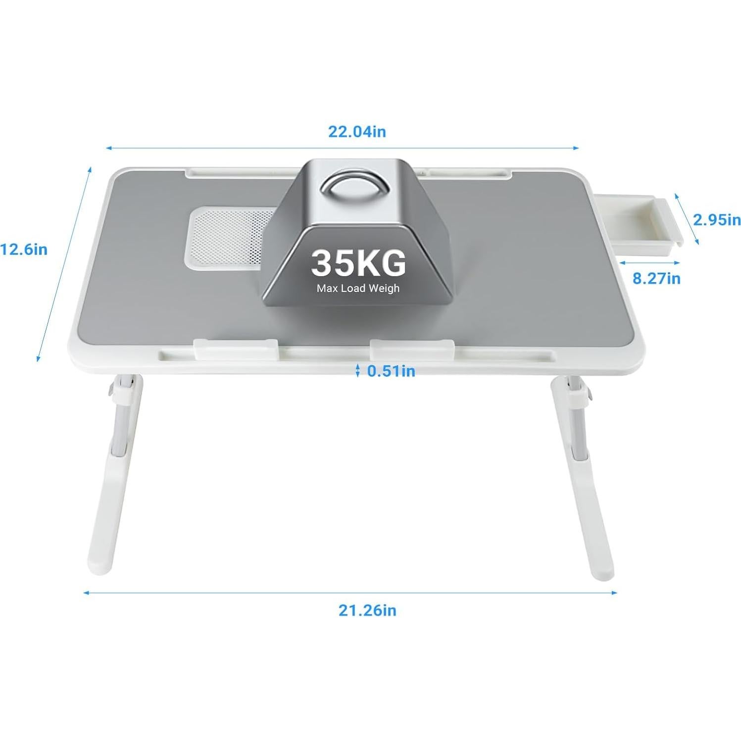Escritorio portátil ajustable IXTRA con ventilador y luz USB 56x32cm