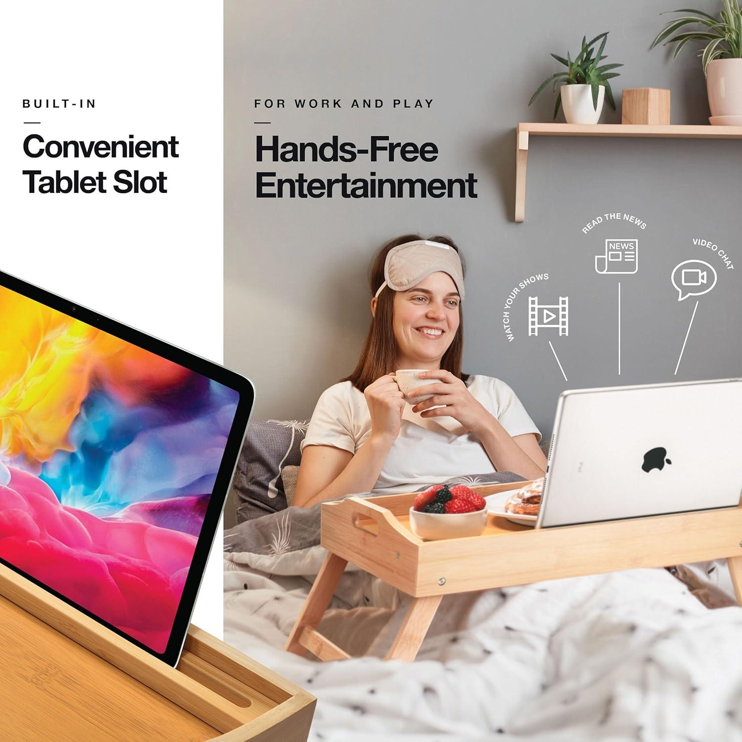 Bandeja de Cama Plegable HOME IT de Bambú 43.2x33.4cm