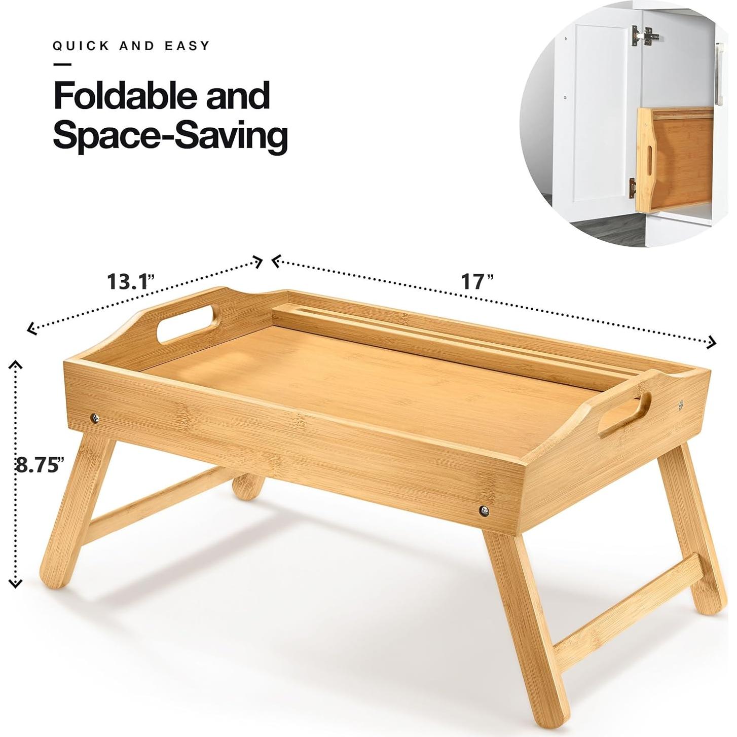 Bandeja de Cama Plegable HOME IT de Bambú 43.2x33.4cm