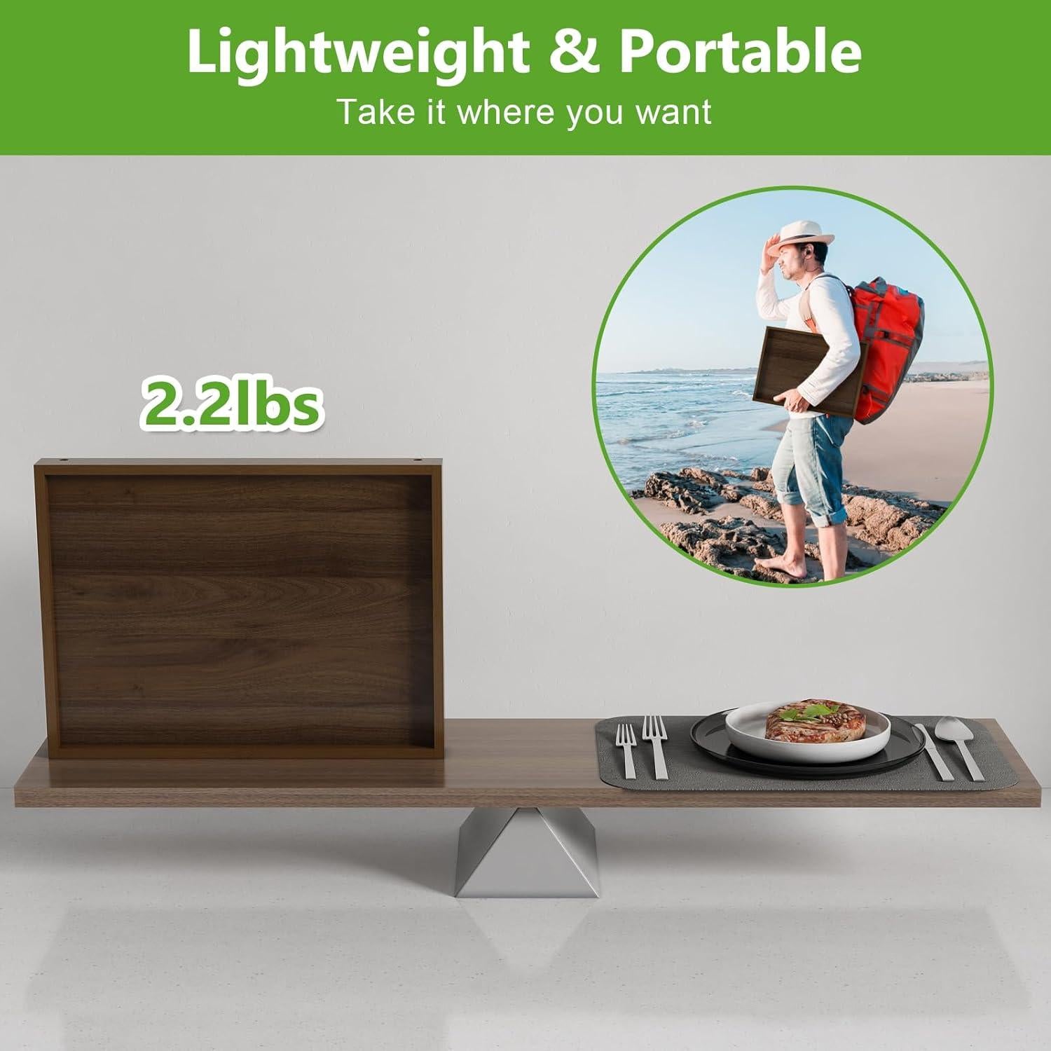 Mesa Bandeja para Cama Artmalle de Bambú Plegable 54x28cm