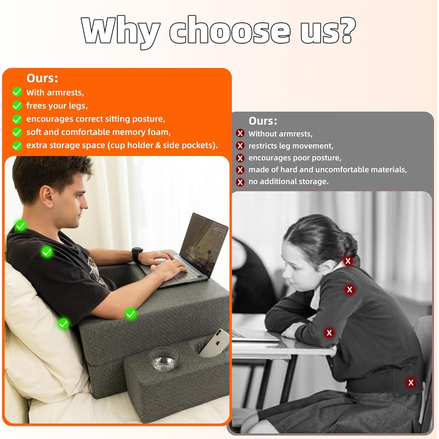 Almohada de Escritorio Ergonomica RoyViVa con Soporte para Tazas