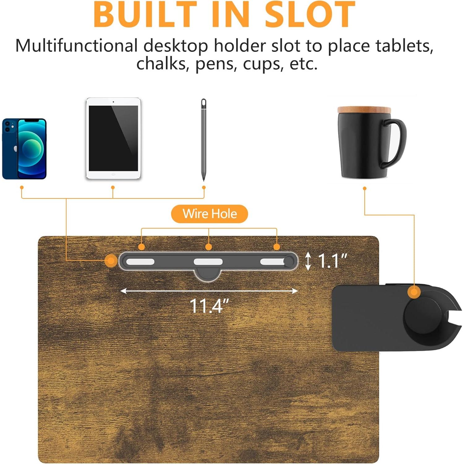 Escritorio de pie ajustable Klvied, portátil, negro y nogal