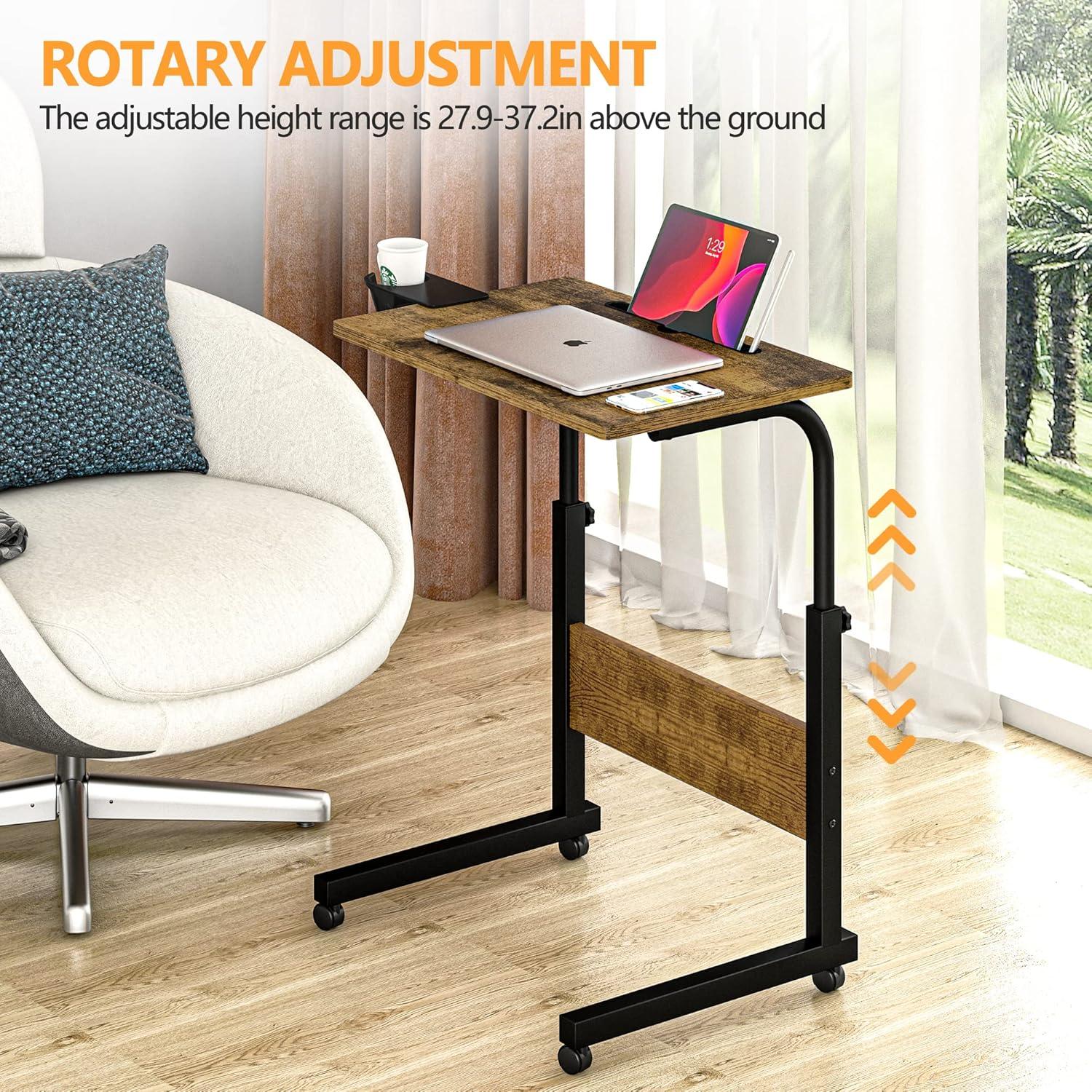 Escritorio de pie ajustable Klvied, portátil, negro y nogal