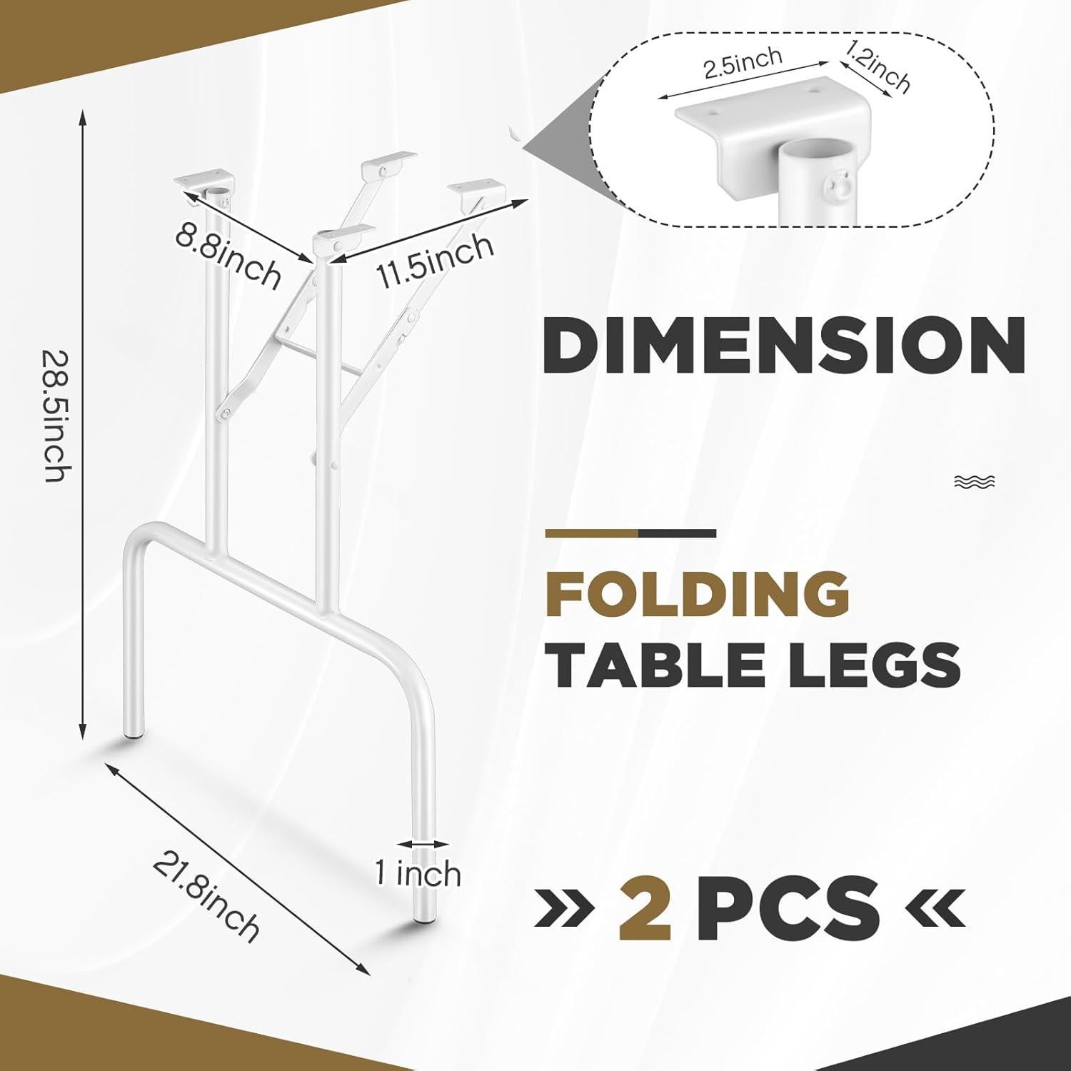 Patas de Mesa Plegables Tandefio 2 Pcs 73.66 cm Acero Blanco