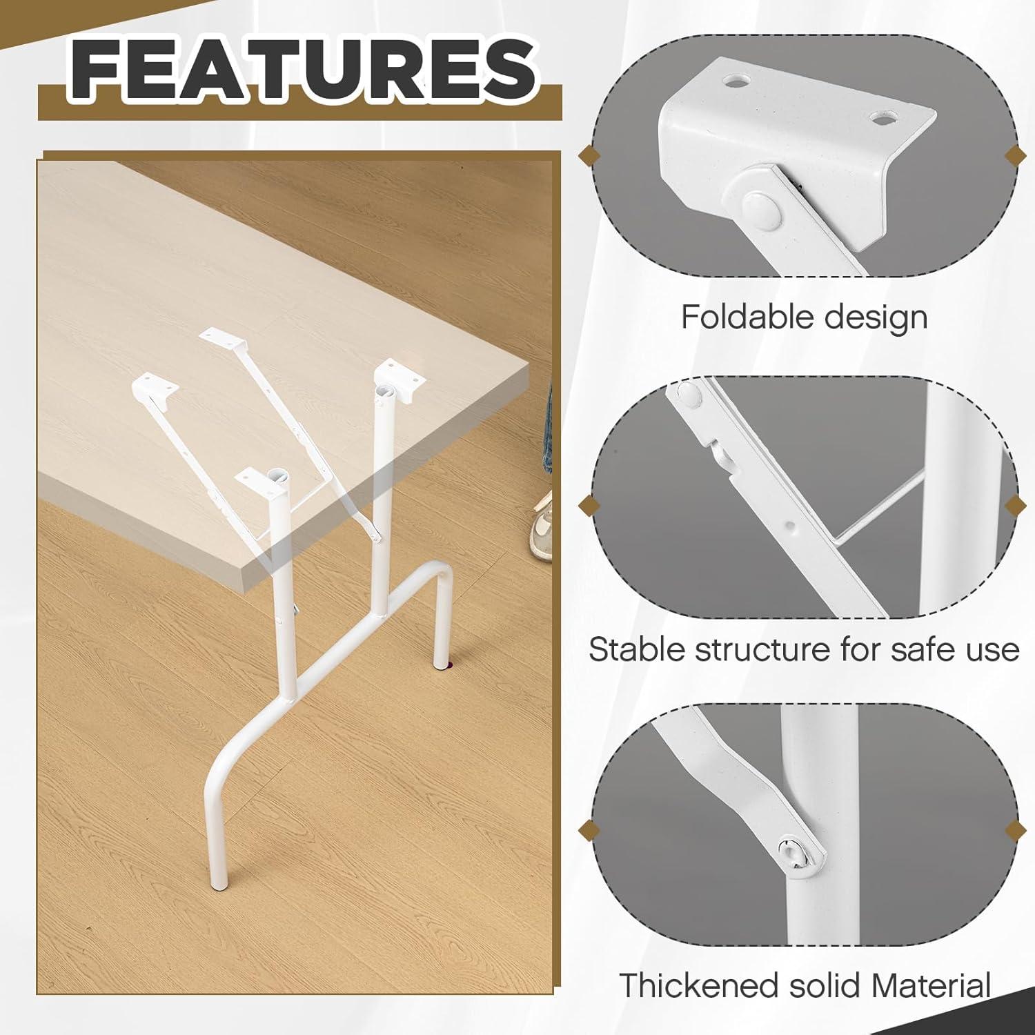 Patas de Mesa Plegables Tandefio 2 Pcs 73.66 cm Acero Blanco