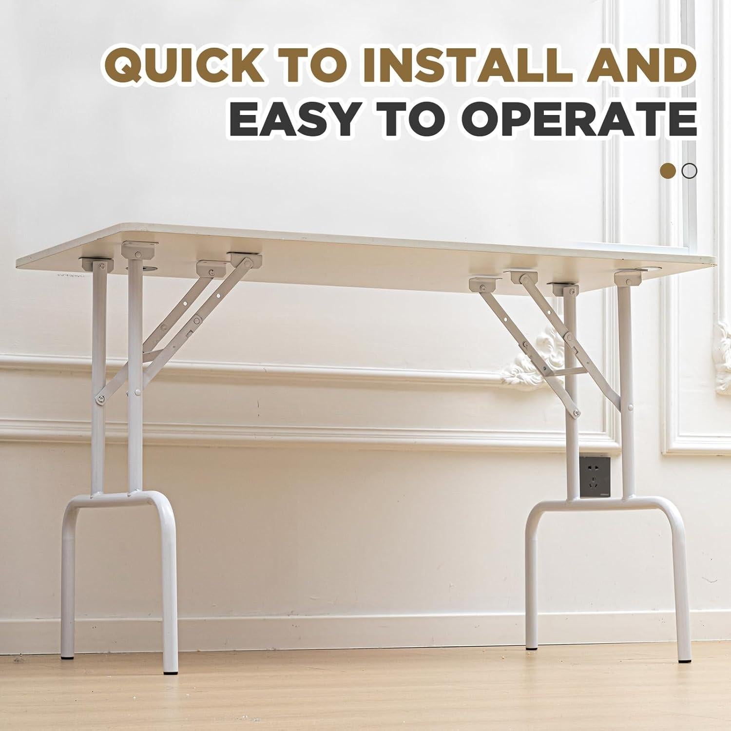 Patas de Mesa Plegables Tandefio 2 Pcs 73.66 cm Acero Blanco