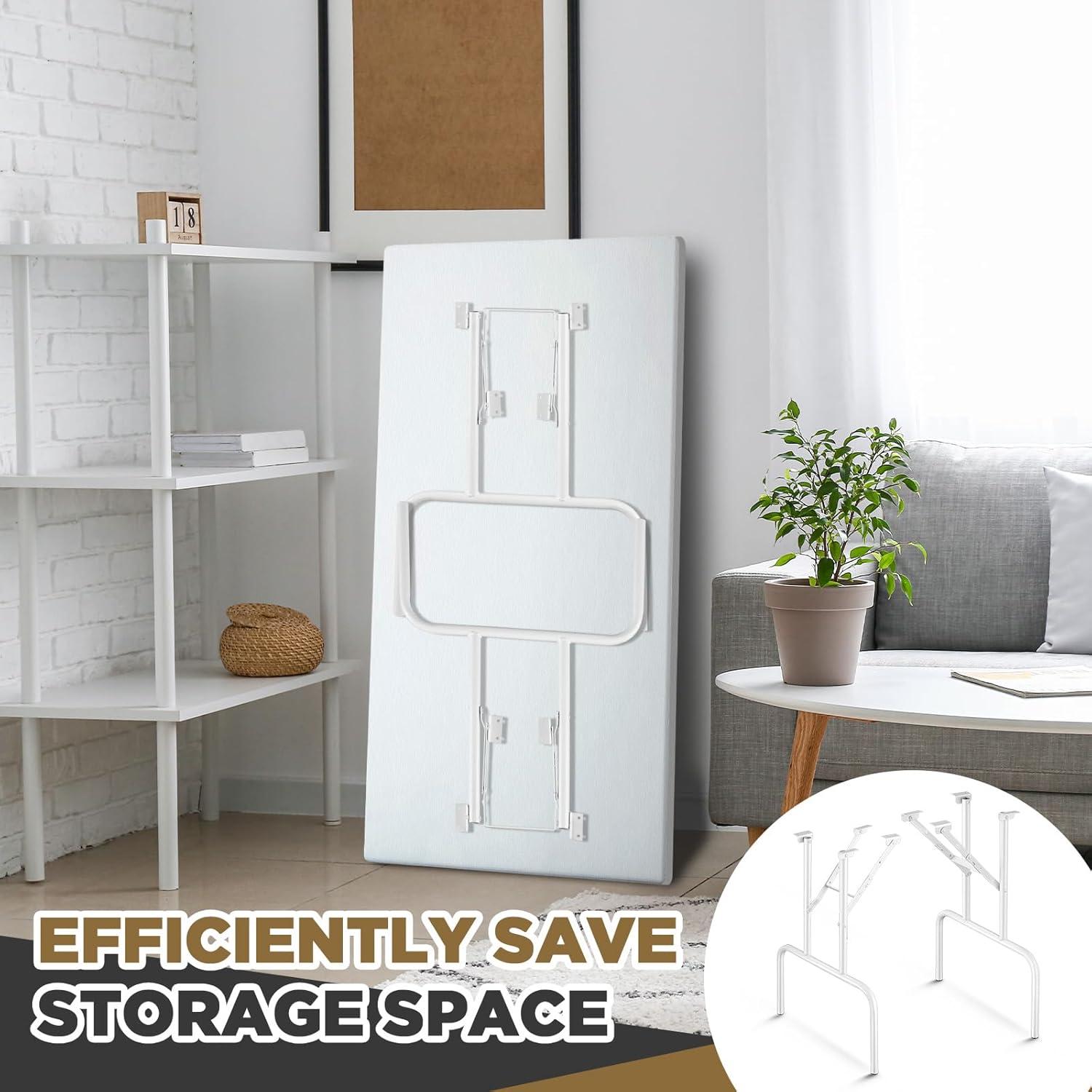 Patas de Mesa Plegables Tandefio 2 Pcs 73.66 cm Acero Blanco