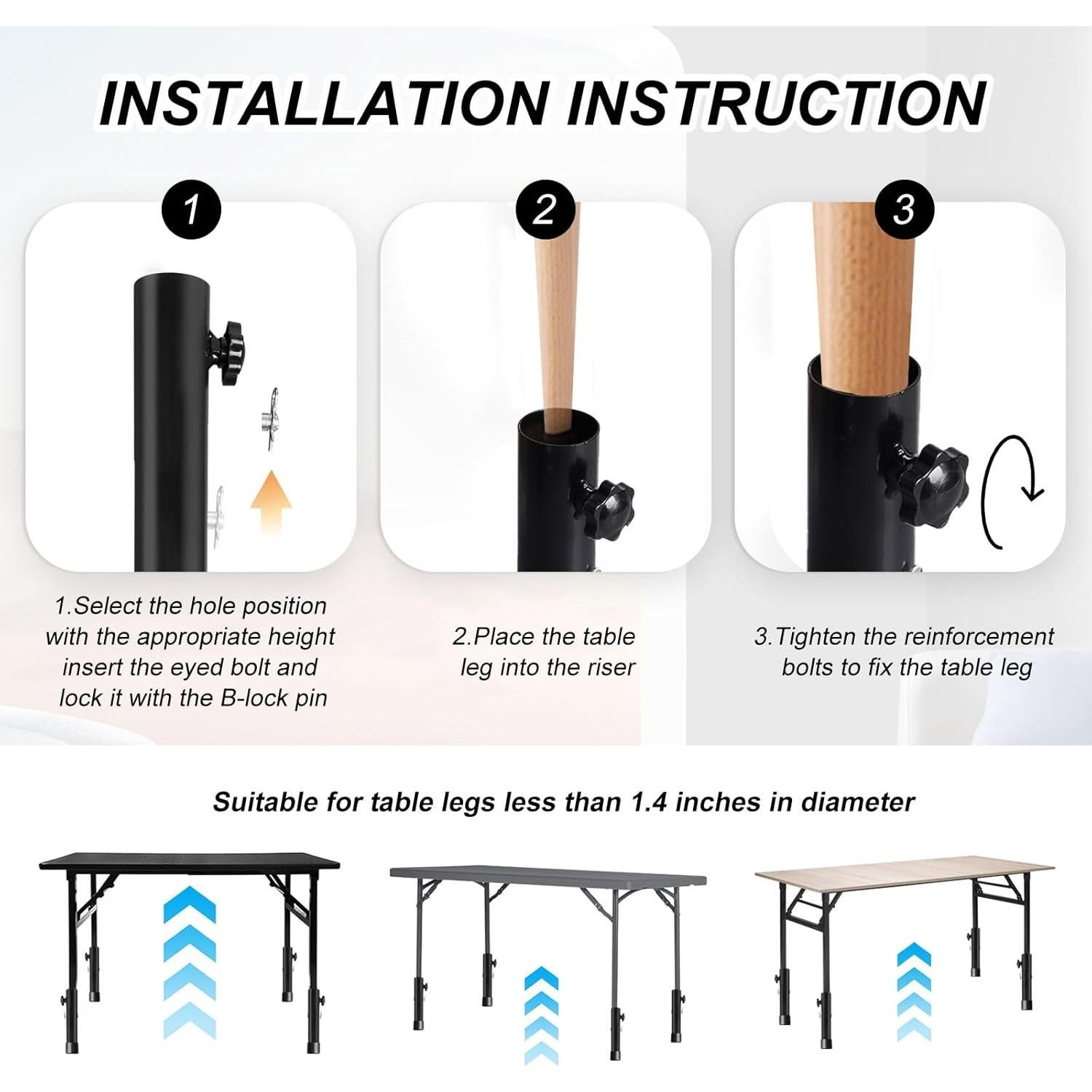 Elevadores de Mesa Plegable TOWEBOORY - 4 Piezas Ajustables