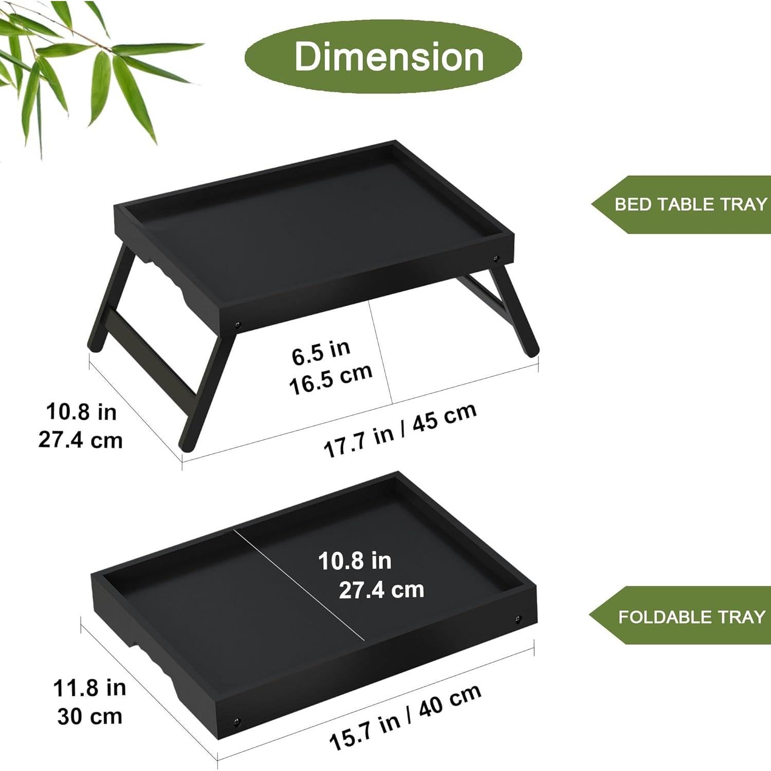 Mesa bandeja de cama Asuthzon de bambú negro 2 paquetes