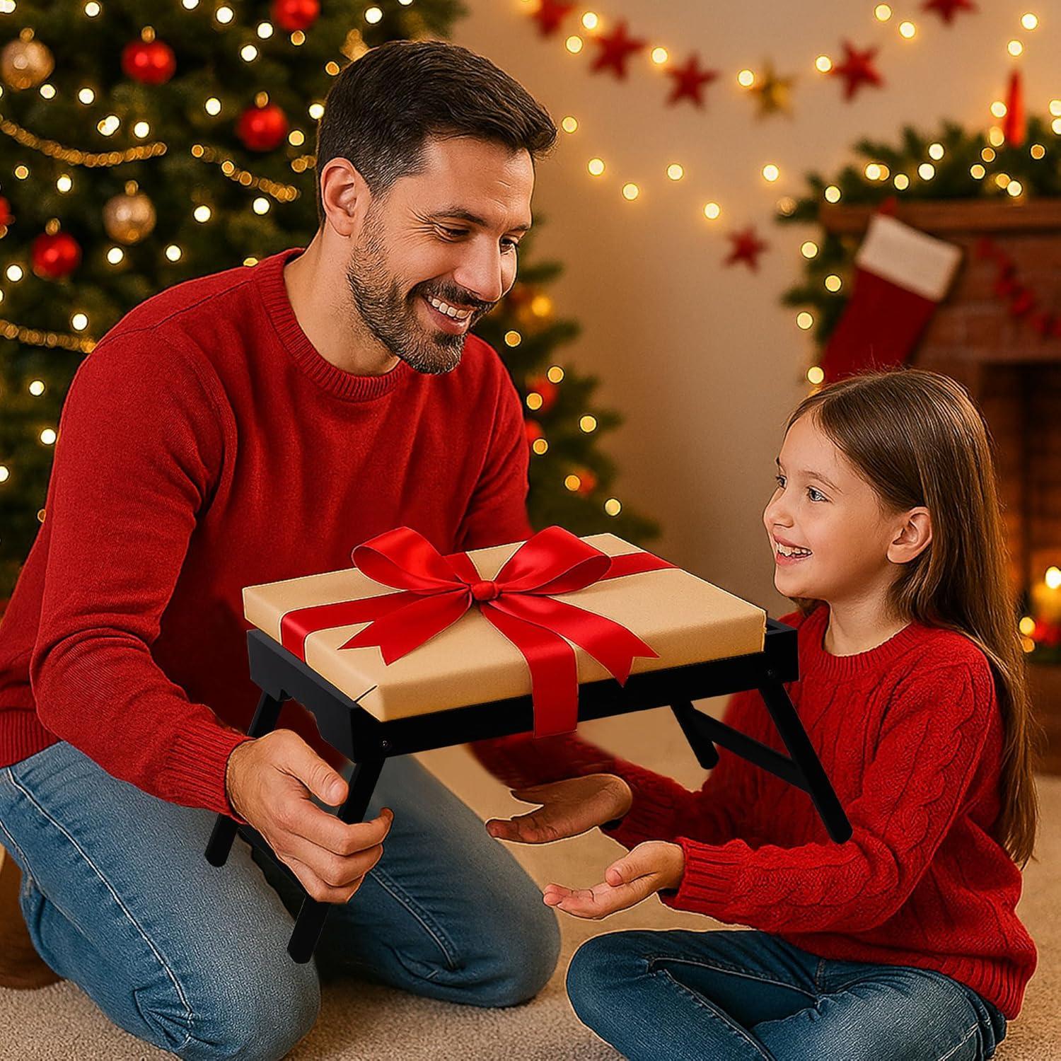 Mesa bandeja de cama Asuthzon de bambú negro 2 paquetes