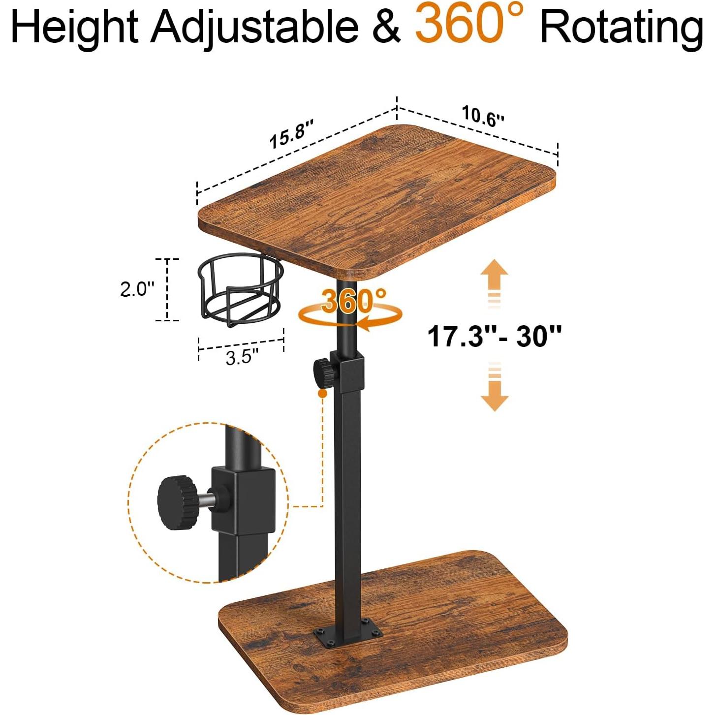 Mesa de bandeja para TV Giikin ajustable 43.9-76.2 cm marrón