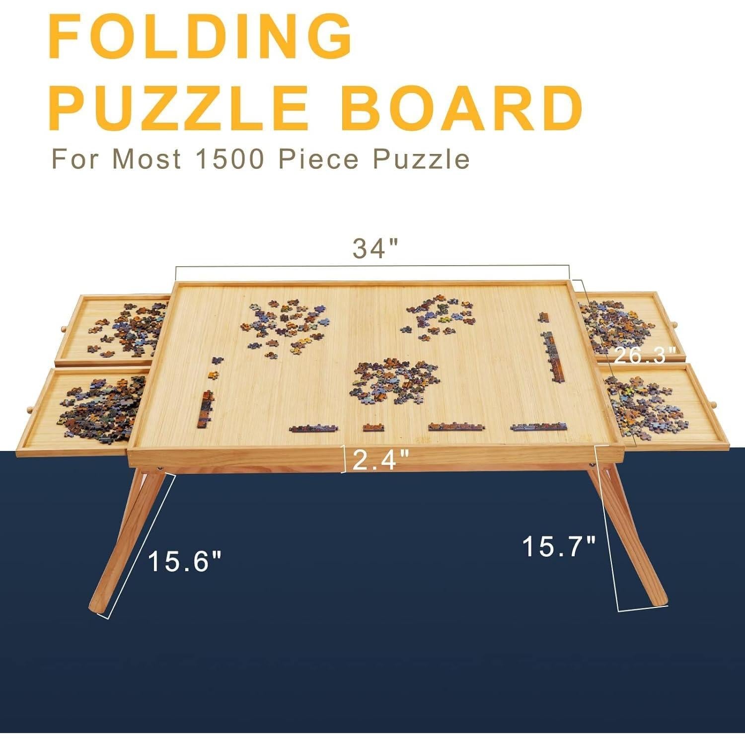 Mesa de Rompecabezas Plegable TEAKMAMA 1500 Piezas Natural