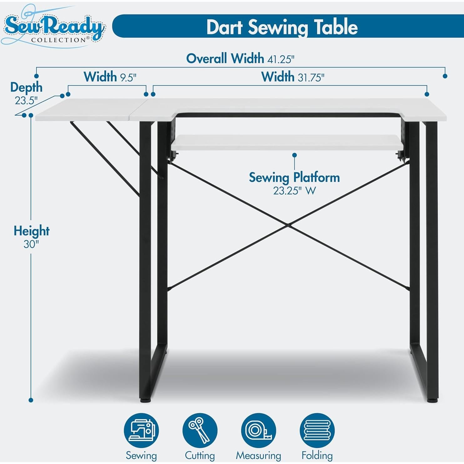 Mesa de Trabajo Sew Ready Dart Plegable para Manualidades 58.42x104.14 cm