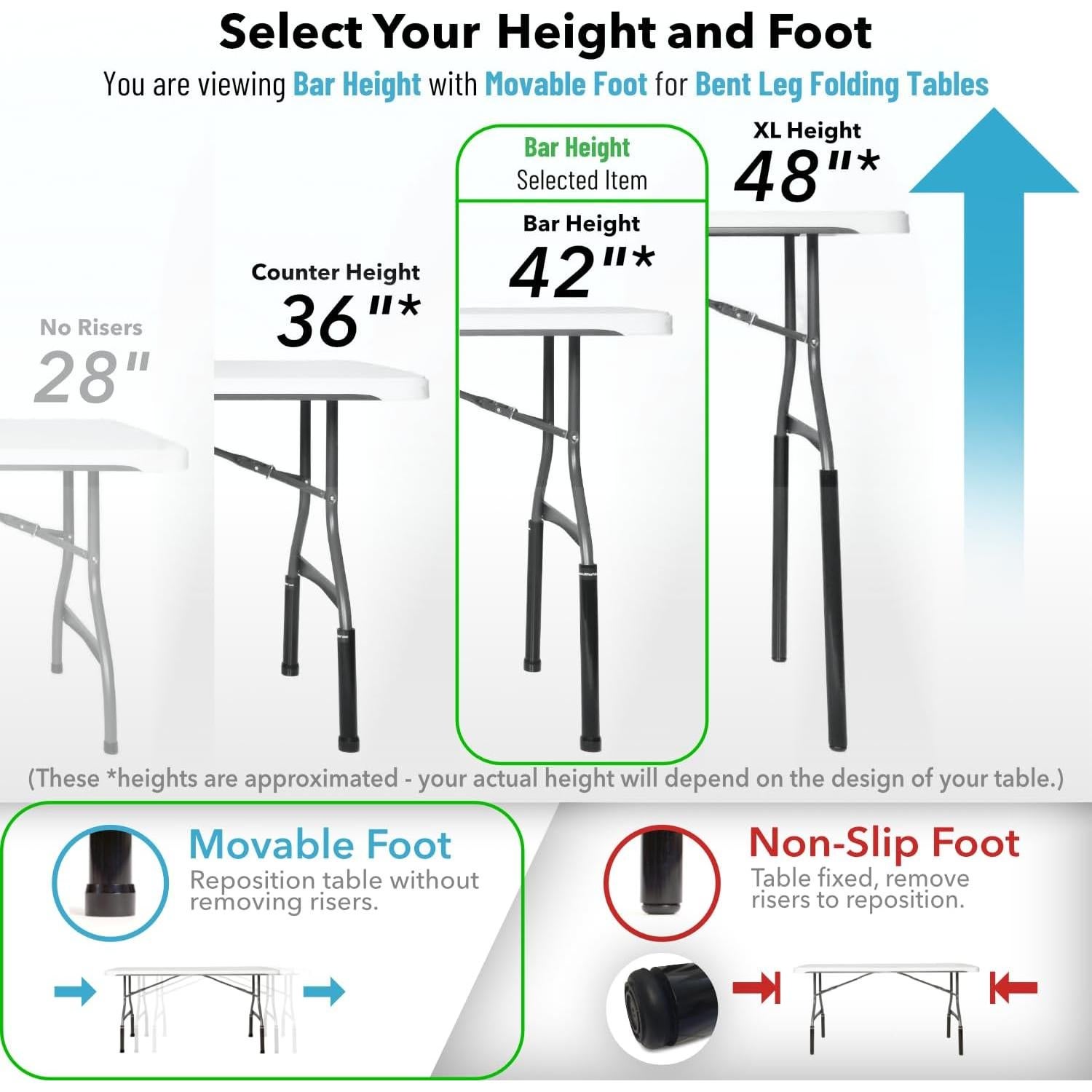 Elevadores de Mesa Plegable Lift Your Table® - Altura de Bar - Juego de 4