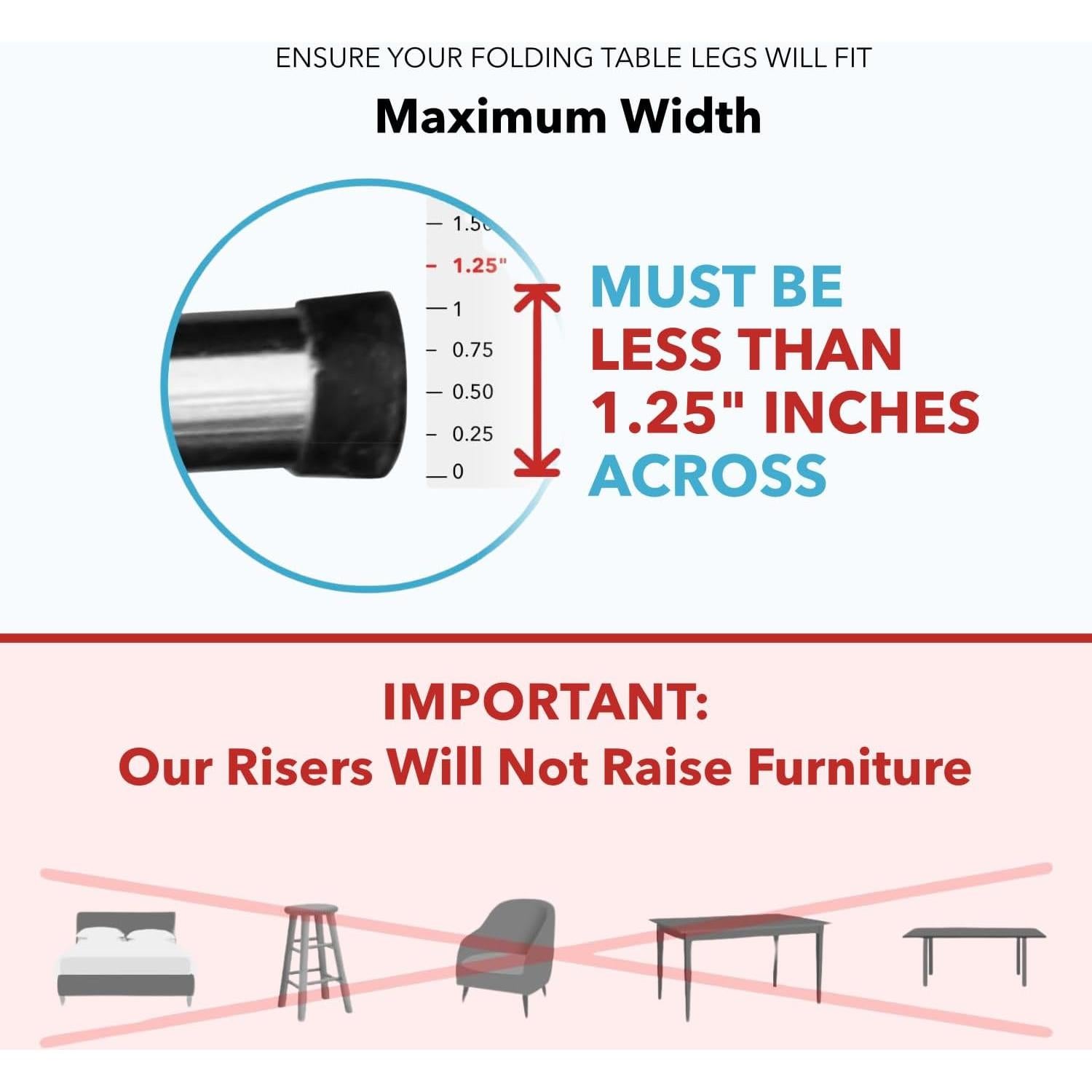 Elevadores de Mesa Plegable Lift Your Table® - Altura de Bar - Juego de 4