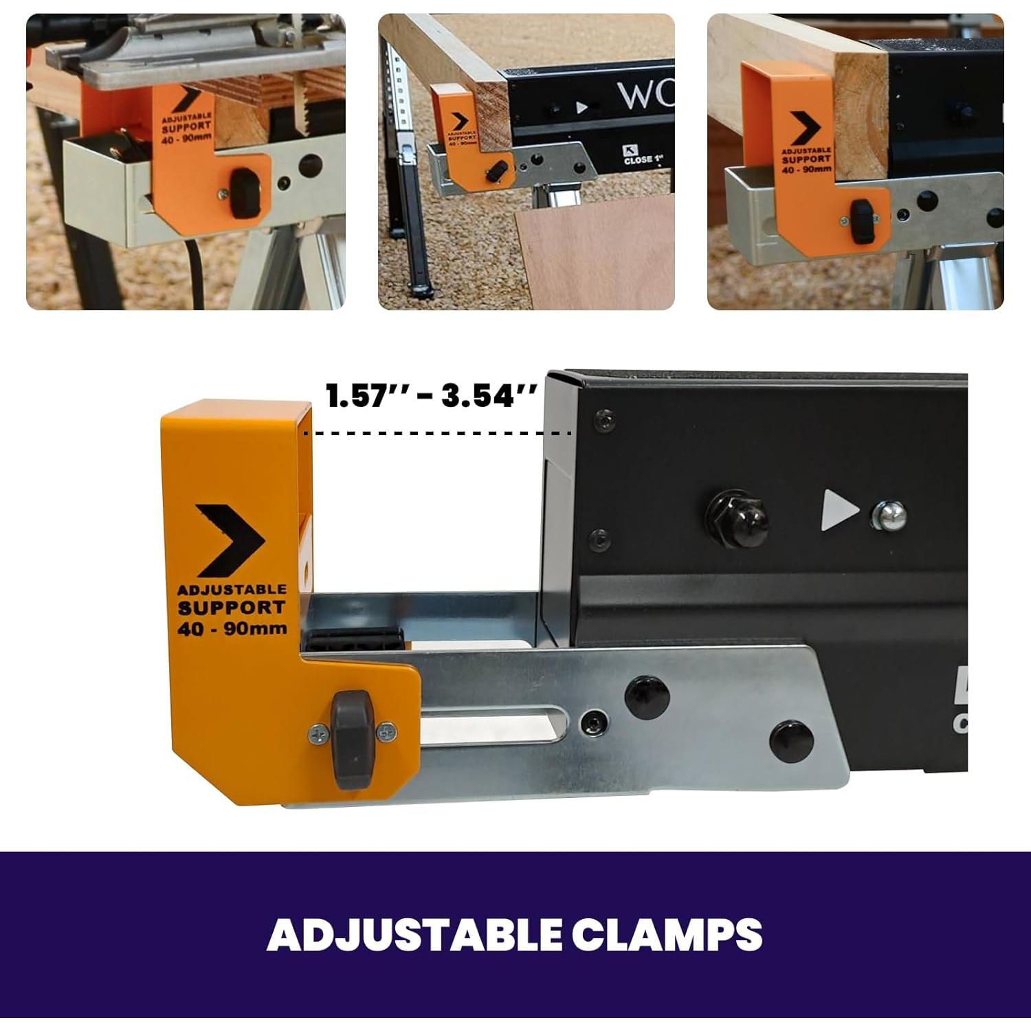 Paquete de 2 Caballetes Plegables WORHAN S600A 1180 kg Ajustables