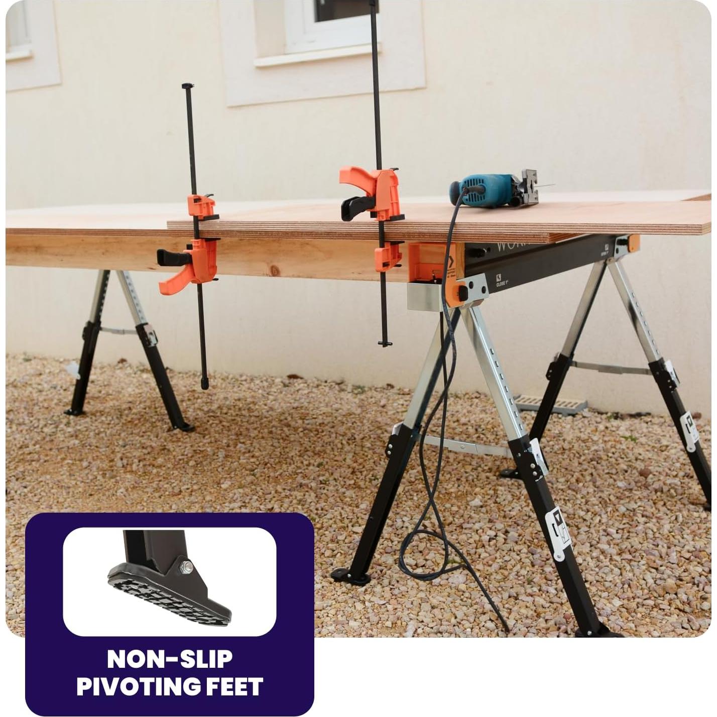 Paquete de 2 Caballetes Plegables WORHAN S600A 1180 kg Ajustables