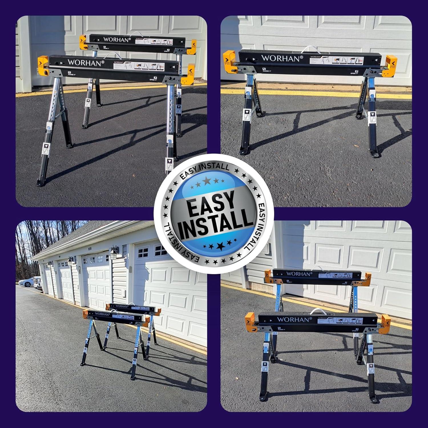 Paquete de 2 Caballetes Plegables WORHAN S600A 1180 kg Ajustables